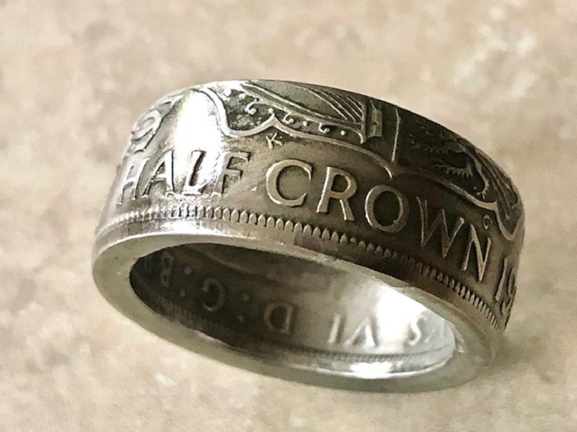 United Kingdom Coin Ring King George Half Crown England Personal Jewelry Ring Gift For Friend Ring Gift For Him Her World Coin Collector