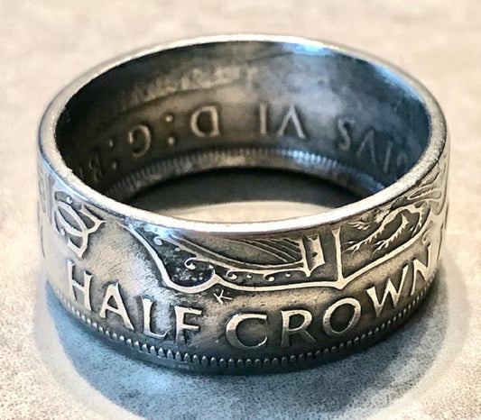 United Kingdom Coin Ring King George Half Crown England Personal Jewelry Ring Gift For Friend Ring Gift For Him Her World Coin Collector
