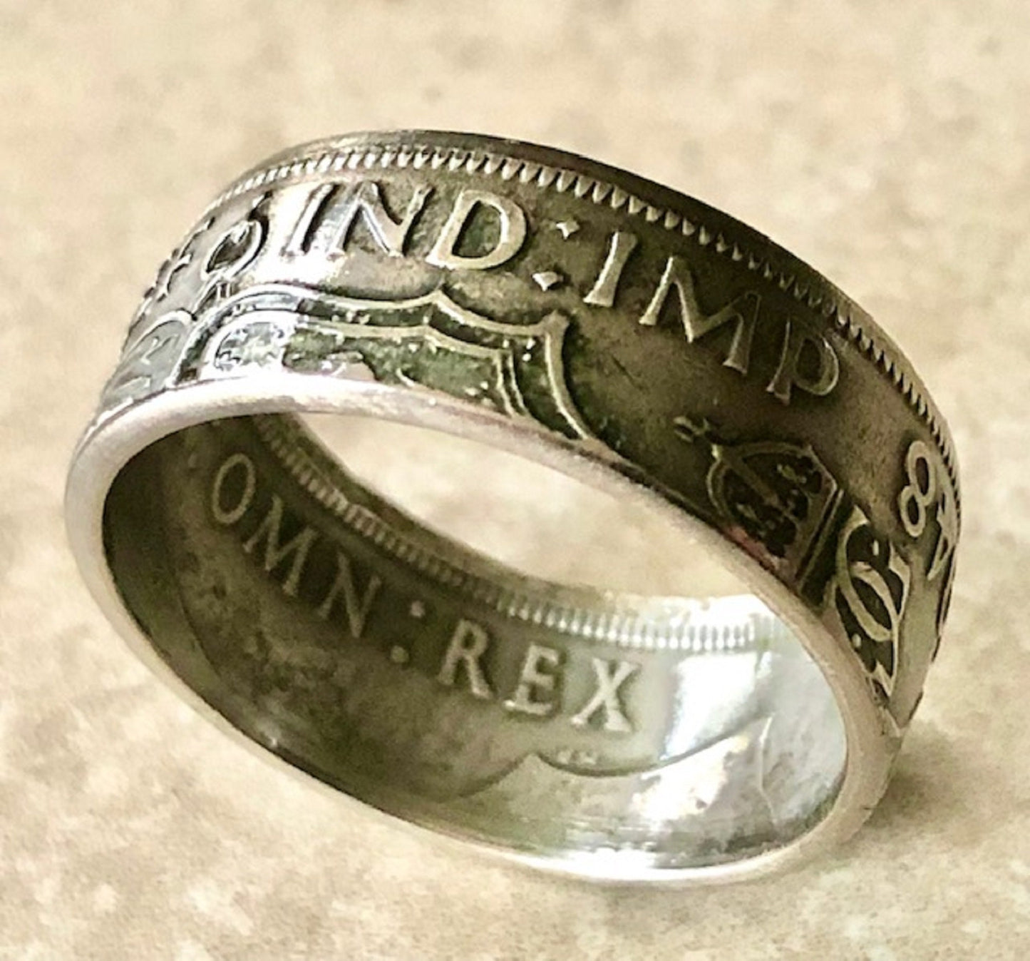 United Kingdom Coin Ring King George Half Crown England Personal Jewelry Ring Gift For Friend Ring Gift For Him Her World Coin Collector