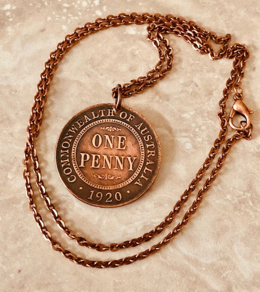 Australia Necklace Coin Australian Large Penny Personal Vintage Handmade Jewelry Gift Friend Charm For Him Her World Coin Collector