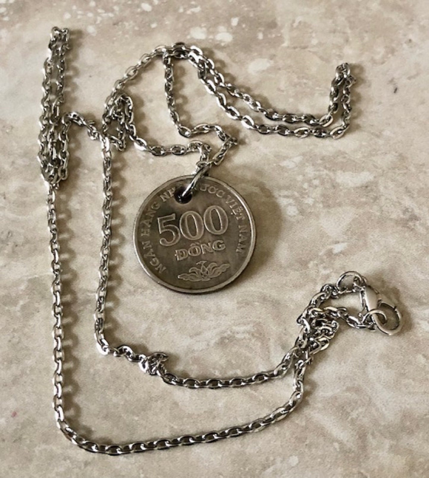 Viet Nam Coin Necklace 500 Dong Coin Hoa Pendant Personal Necklace Old Handmade Jewelry Gift Friend Charm For Him Her World Coin Collector