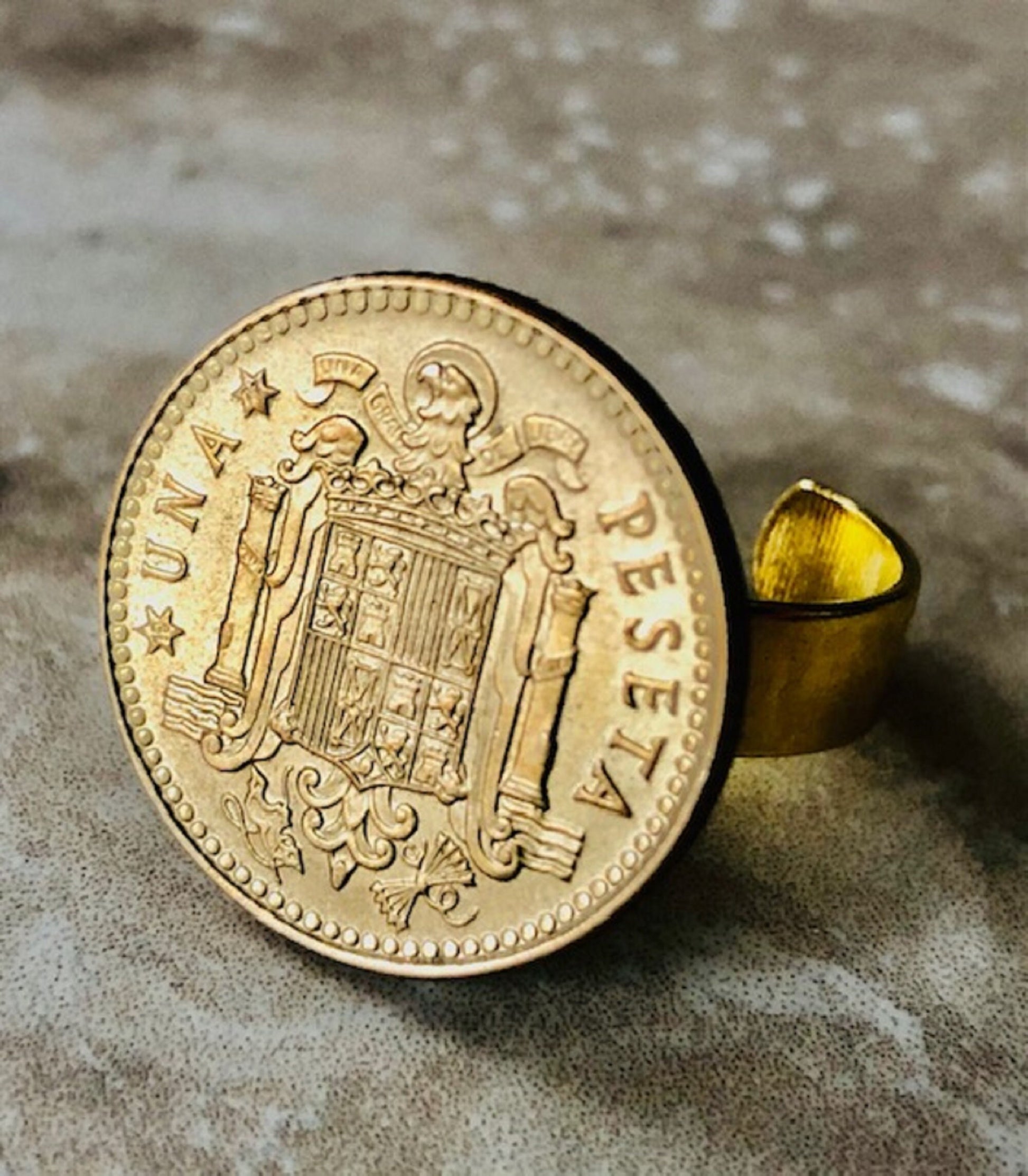 Spain Coin Ring Spanish Peseta Vintage Adjustable Custom Made Rare Coins Coin Enthusiast Fashion Accessory Handmade
