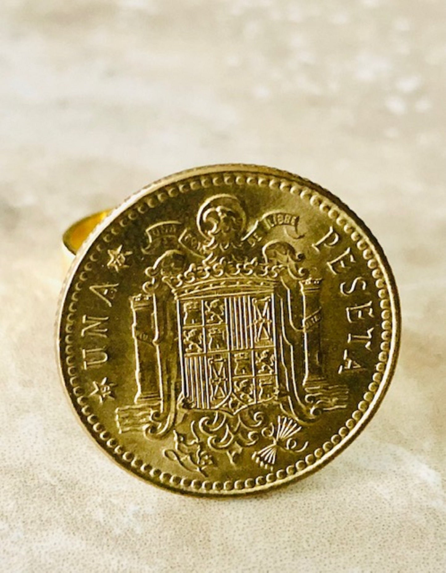 Spain Coin Ring Spanish Peseta Vintage Adjustable Custom Made Rare Coins Coin Enthusiast Fashion Accessory Handmade