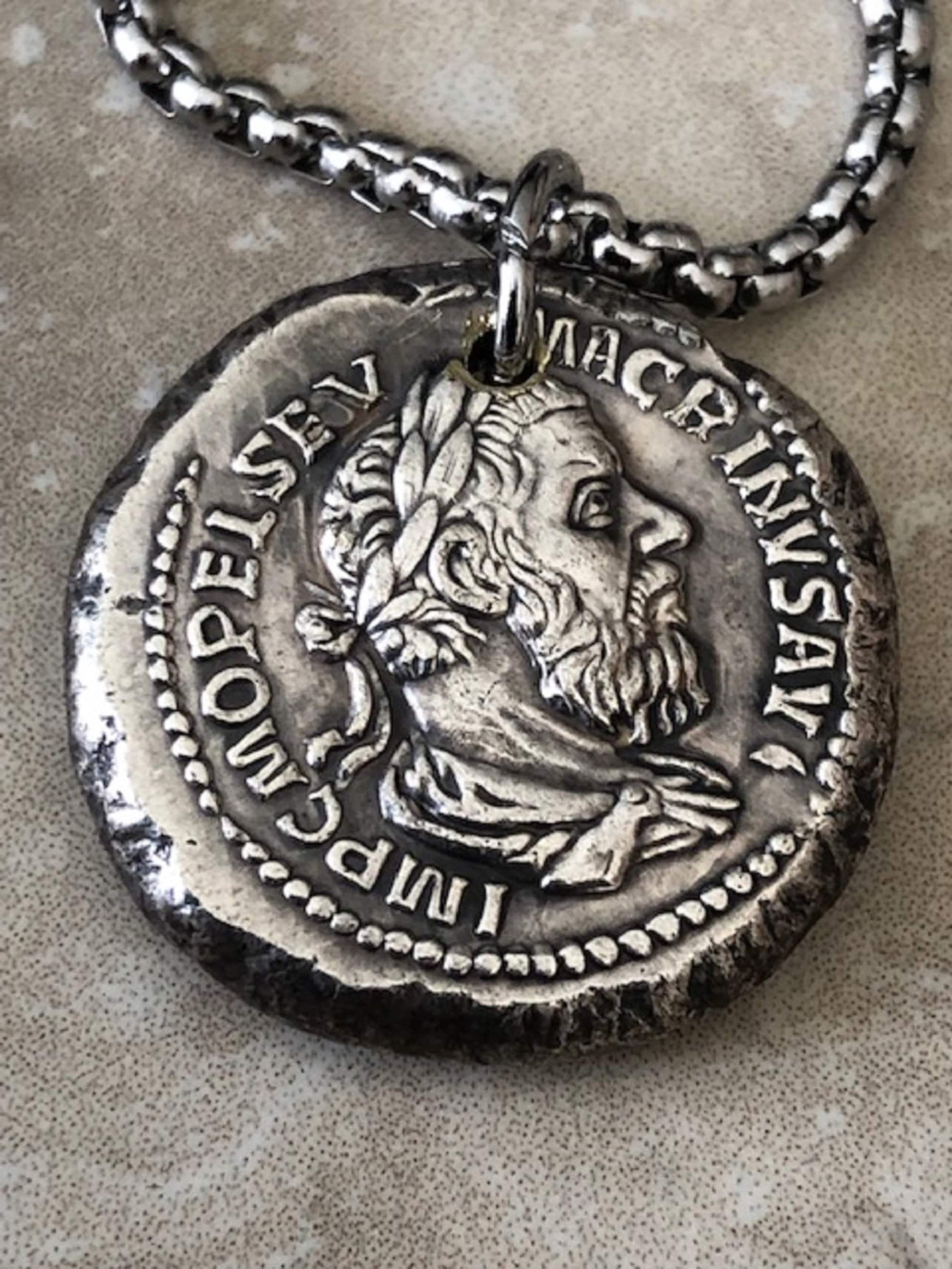 Ancient Coin Pendant Greek God Military General Necklace Mid-17th Century Jewelry Gift For Friend Charm For Him, Her, World Coins Collector