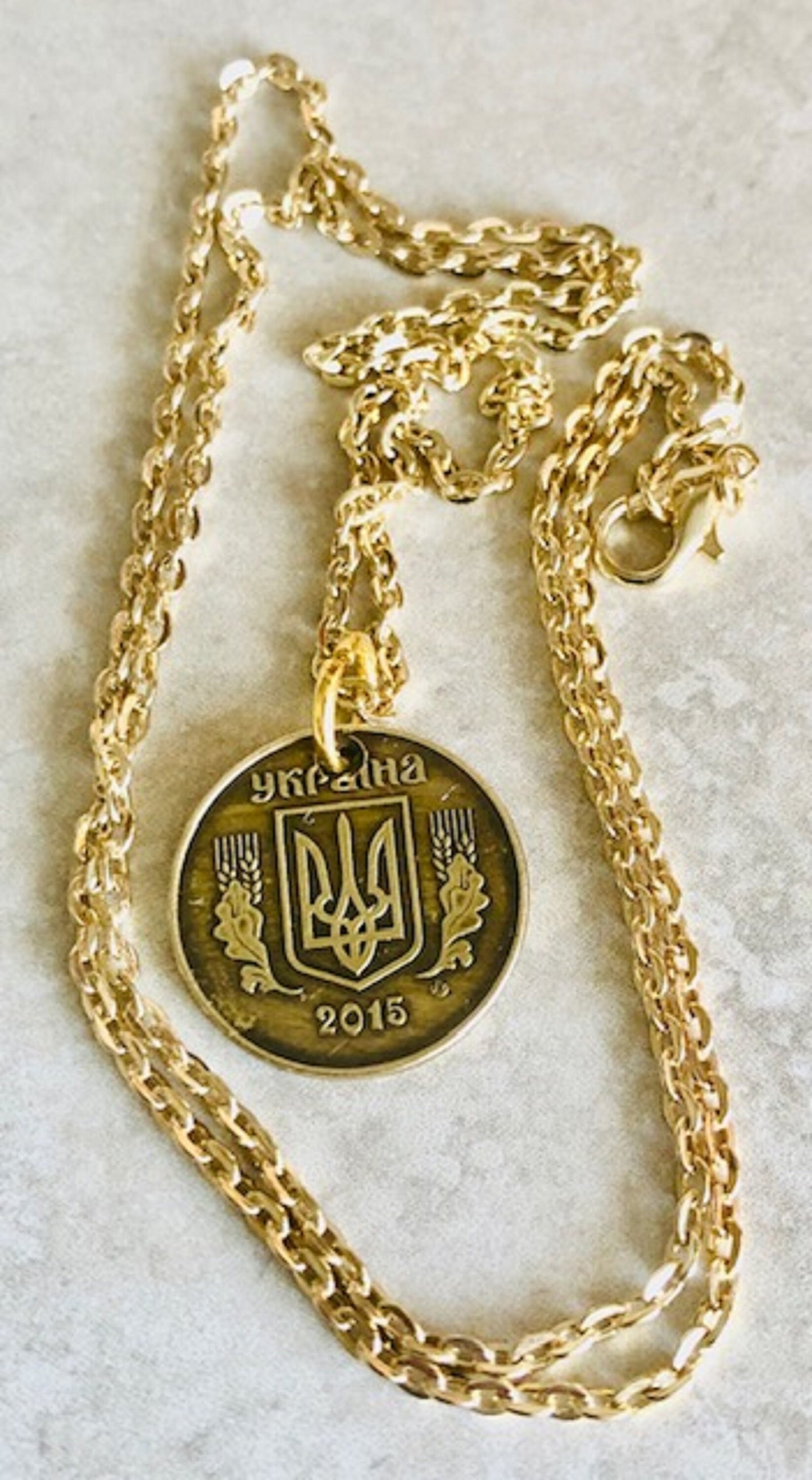 Ukraine Coin Necklace 25 Konihok Ukrainian Coin Pendant Vintage Necklace Jewelry Custom Made Rare coins - Coin Enthusiast Fashion Accessory