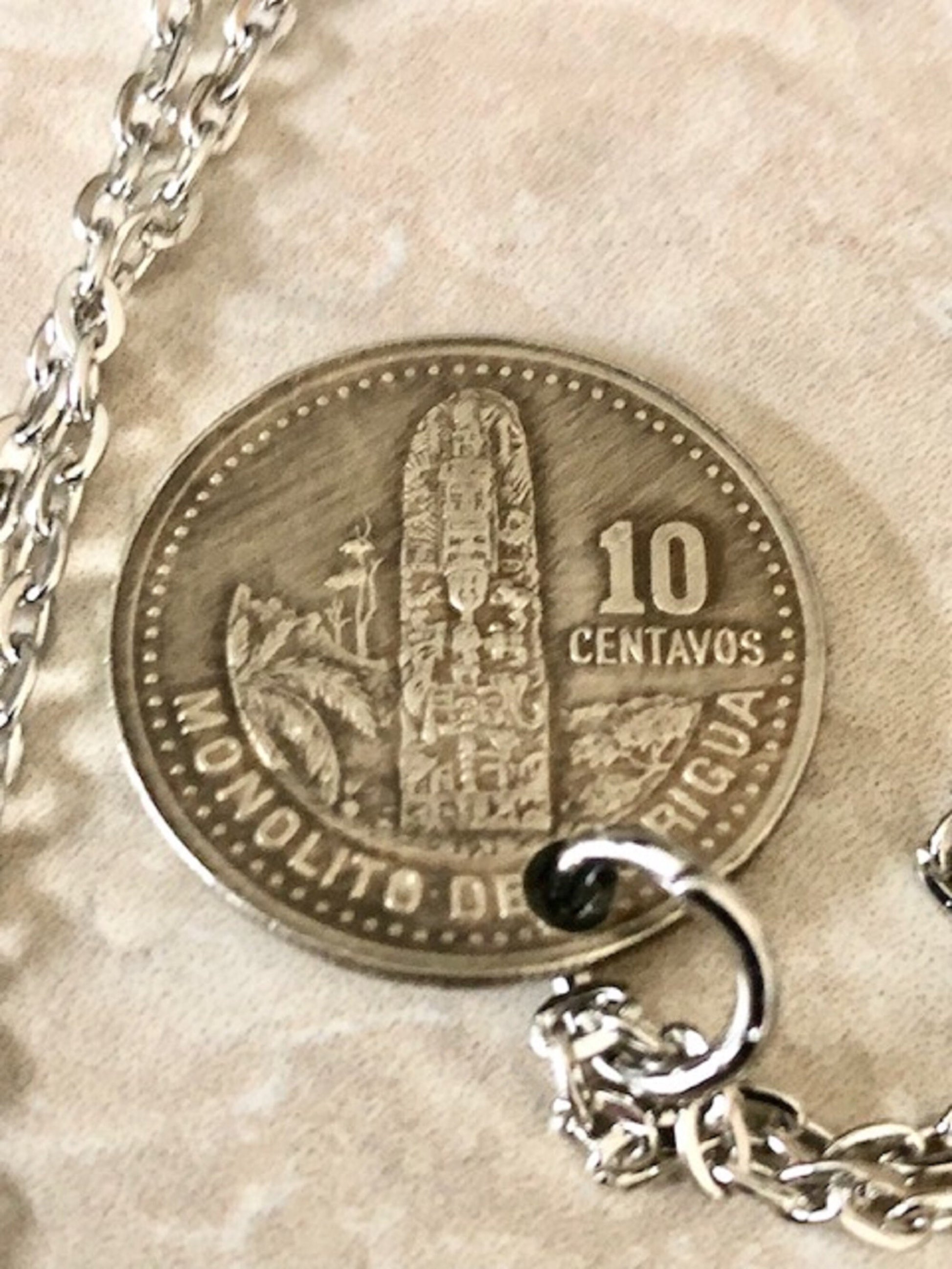 Guatemala Coin Necklace 10 Centavo Coin Pendant Jewelry Custom Made Vintage and Rare coins - Coin Enthusiast Fashion Accessory Handmade