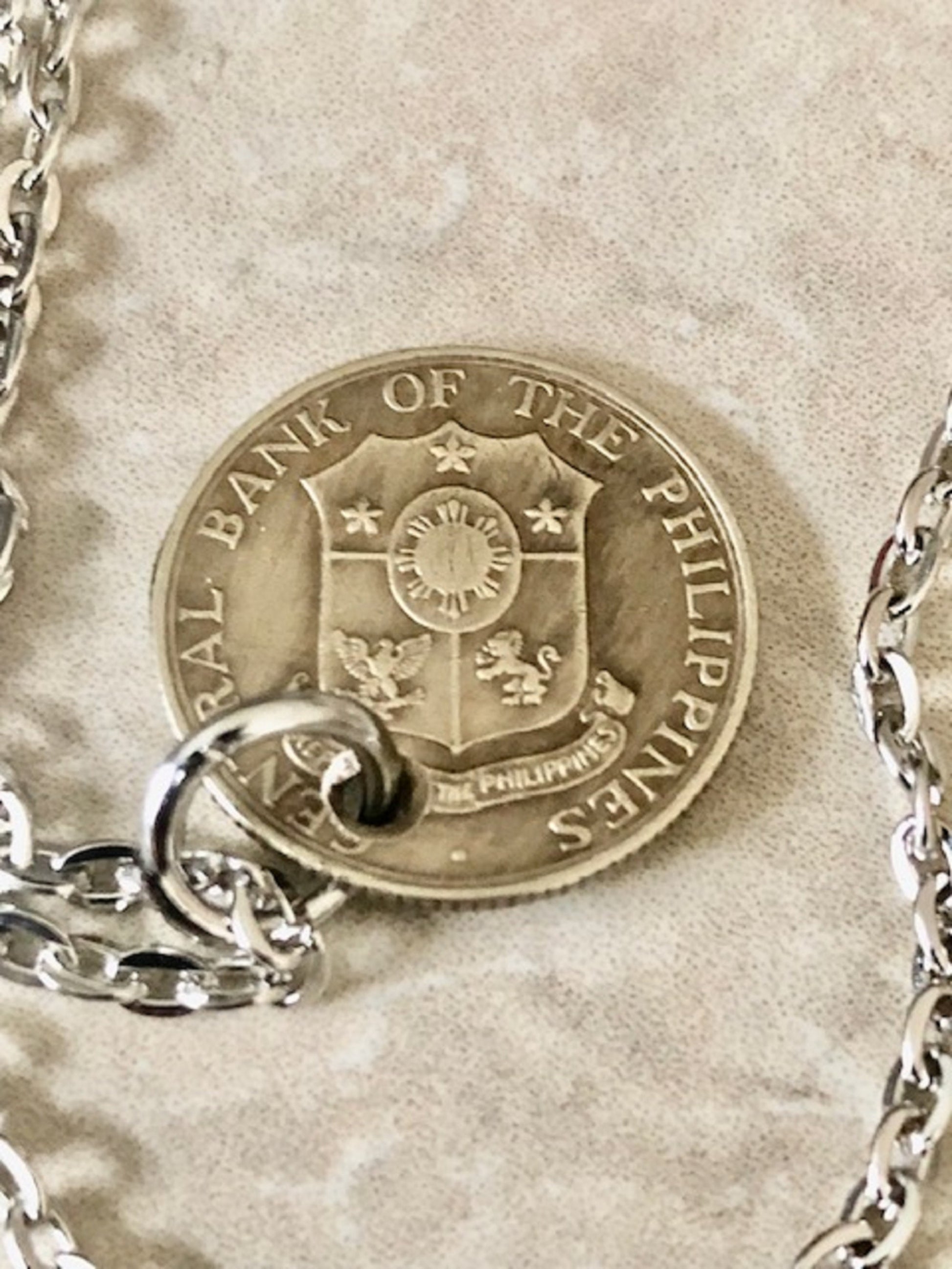 Philippines Coin Necklace Pendant Pilipinas 10 Centavos Vintage Custom Made Rare coins - Coin Enthusiast - Handmade Fashion