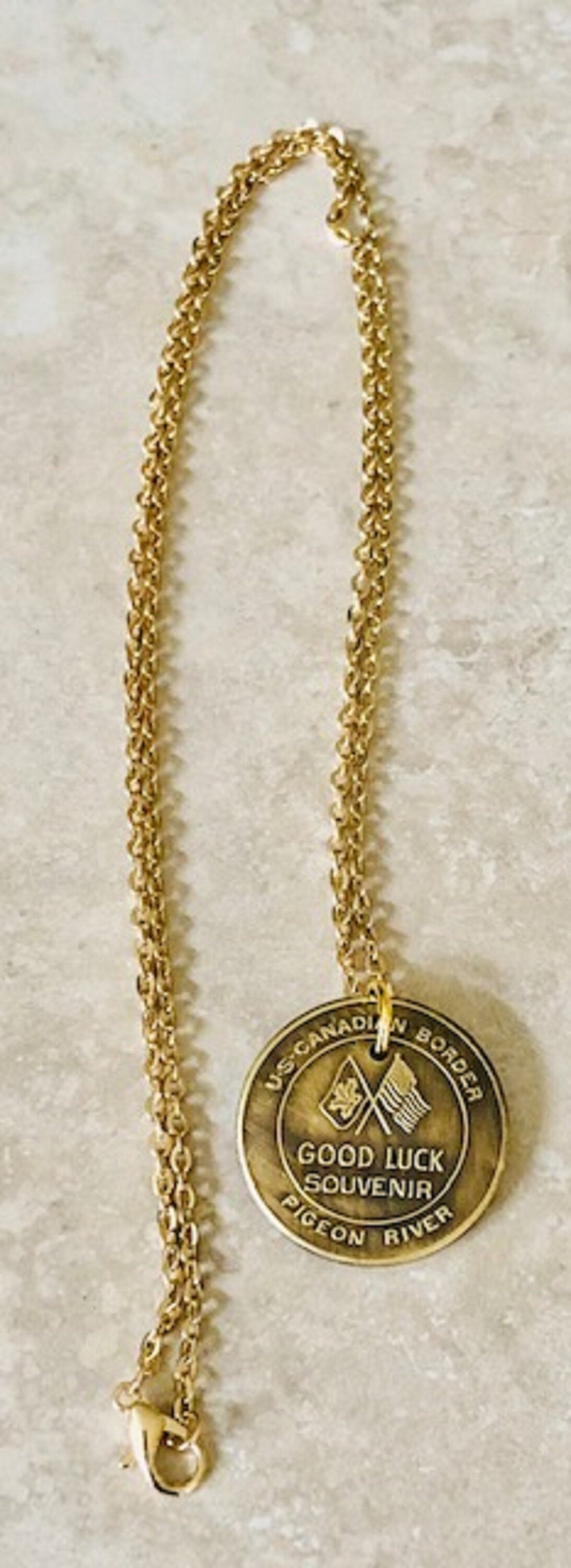 Good Luck US-CANADA Token Coin Necklace Jewelry Pendant Vintage Rare Coins Coin Enthusiast Fashion Accessory Handmade