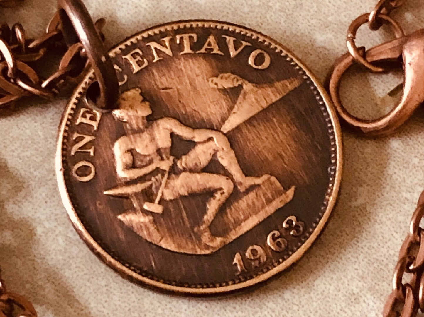 Philippines Coin Necklace Pendant Pilipinas One Centavo Personal Vintage Handmade Jewelry Gift Friend Charm For Him Her World Coin Collector
