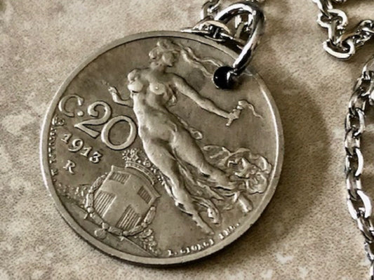 Italy Old Coin Pendant Italian 20 Lira Necklace Custom Made Charm Gift For Friend Coin Charm Gift For Him, Her, Coin Collector, World Coins