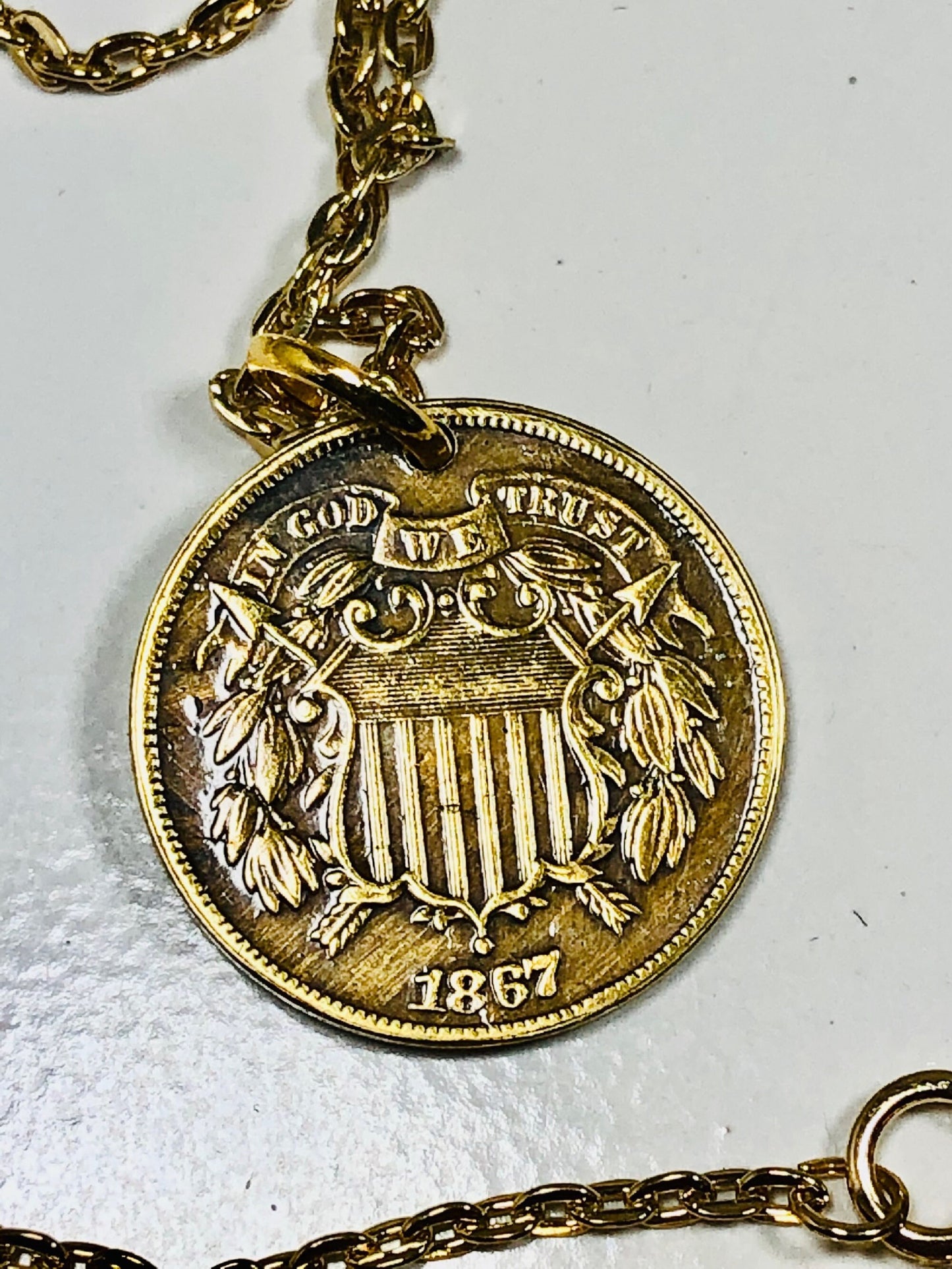 United States Coin Pendant 2 Cent USA Coin Necklace Custom Made Charm Gift For Friend Coin Charm Gift For Him, Coin Collector, World Coins