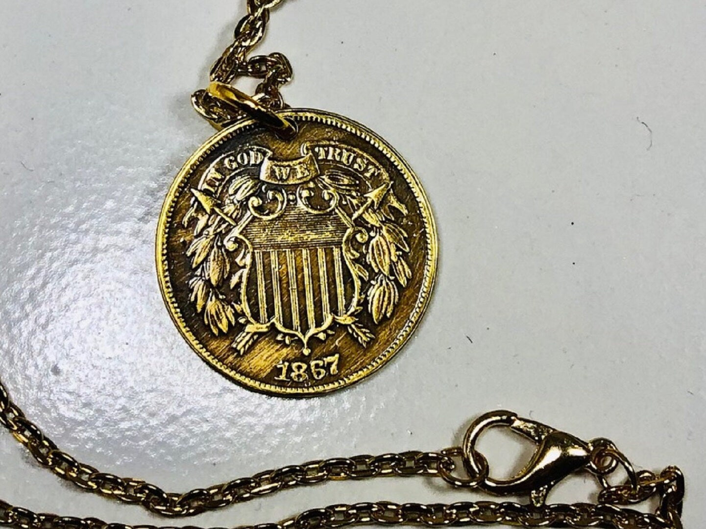 United States Coin Pendant 2 Cent USA Coin Necklace Custom Made Charm Gift For Friend Coin Charm Gift For Him, Coin Collector, World Coins