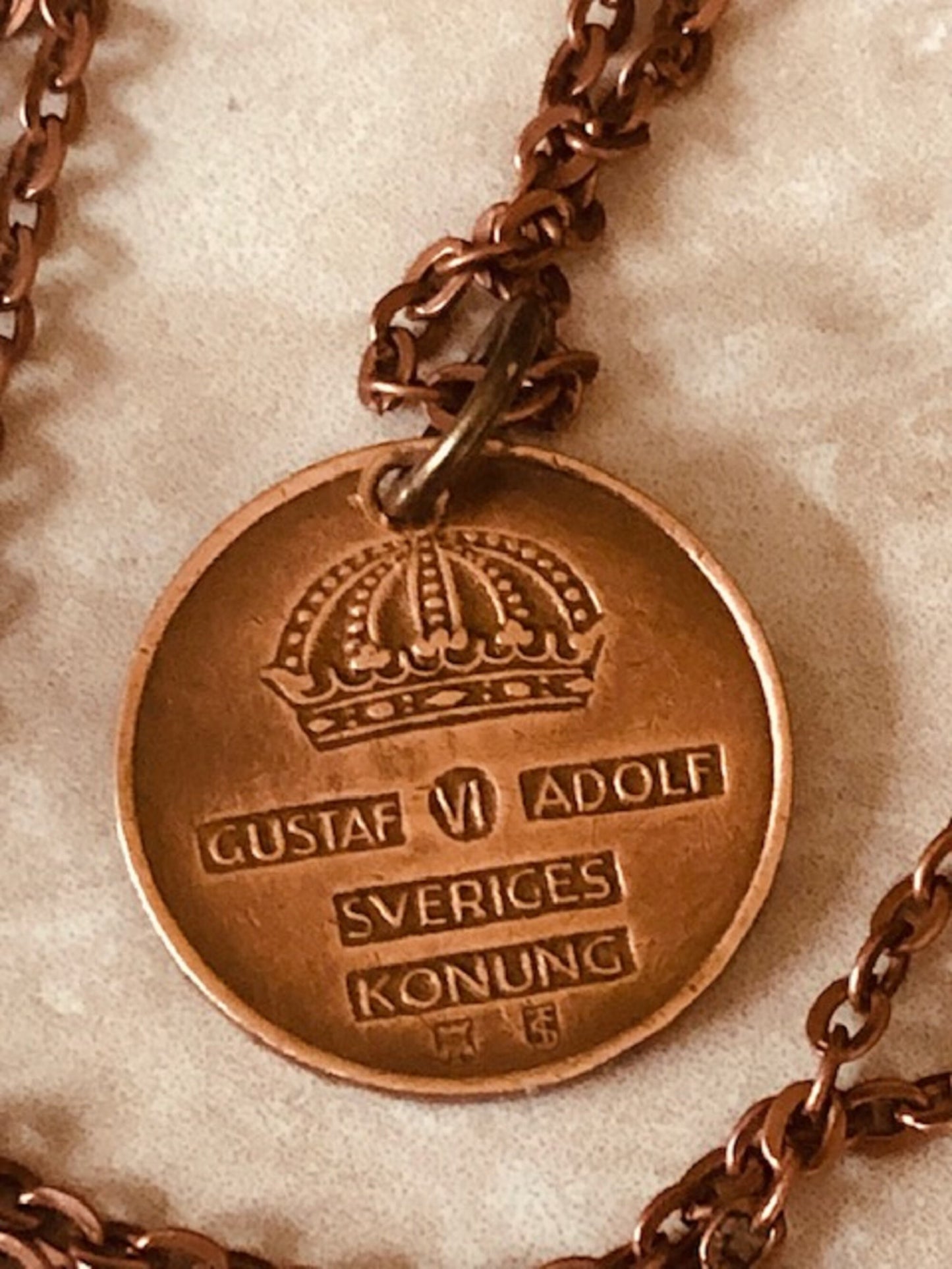 Sweden Coin Necklace Swedish 2 Ore Crown Pendant Vintage Jewelry Custom Made Rare Coins Coin Enthusiast Fashion Accessory Handmade