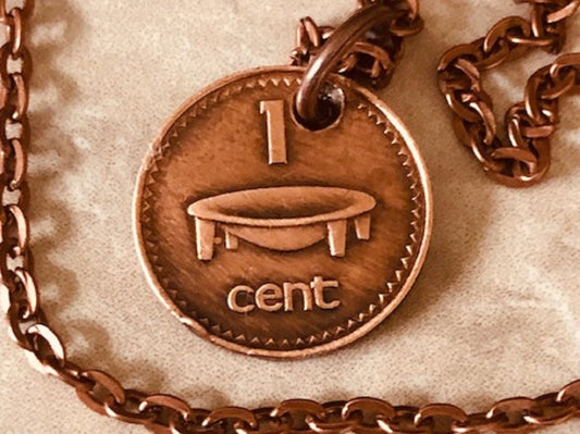 Fiji Coin Necklace 1 Cent Fijian Pendant Vintage Custom Made Rare coins - Coin Enthusiast - Handmade Jewelry Fashion