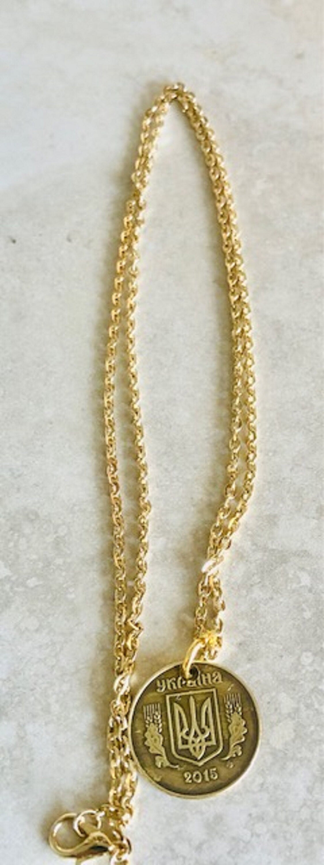 Ukraine Coin Necklace 25 Konihok Ukrainian Coin Pendant Vintage Necklace Jewelry Custom Made Rare coins - Coin Enthusiast Fashion Accessory