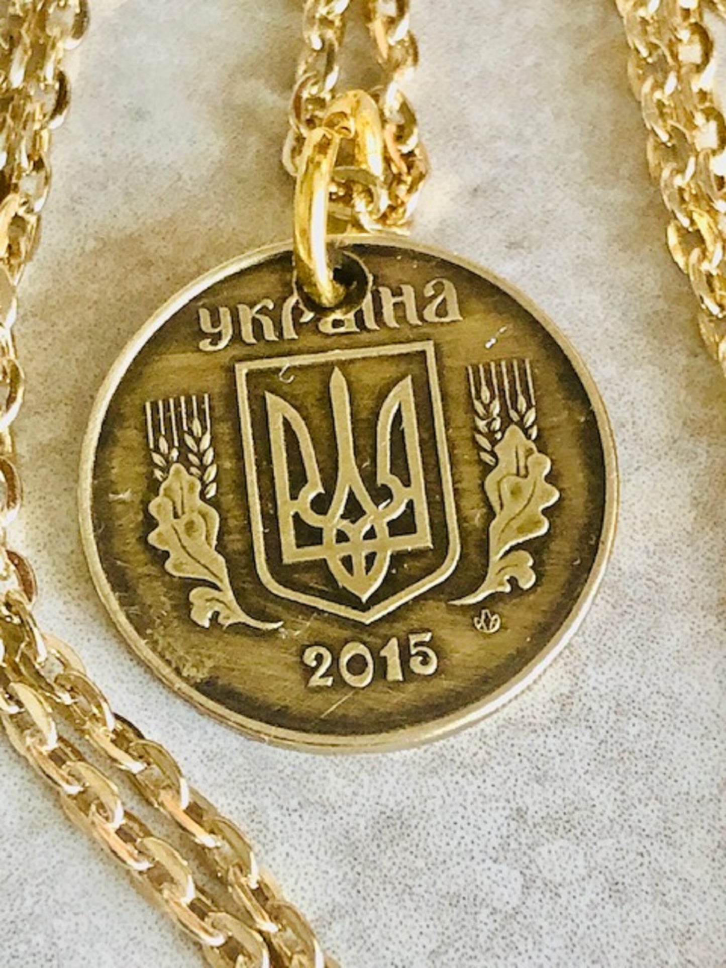 Ukraine Coin Necklace 25 Konihok Ukrainian Coin Pendant Vintage Necklace Jewelry Custom Made Rare coins - Coin Enthusiast Fashion Accessory