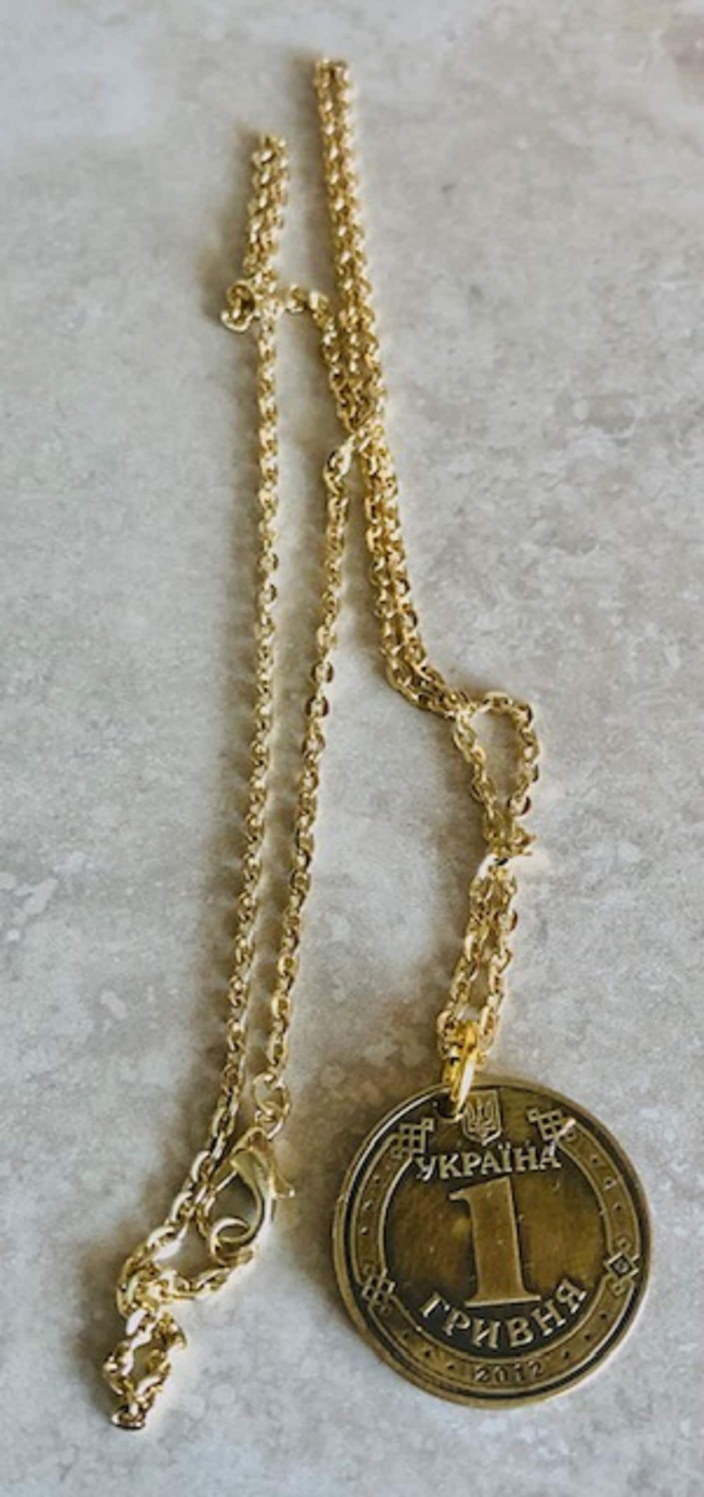 Ukraine Coin Necklace Ukrainian Coin Pendant Vintage Necklace Jewelry Custom Made Rare coins - Coin Enthusiast Fashion Accessory