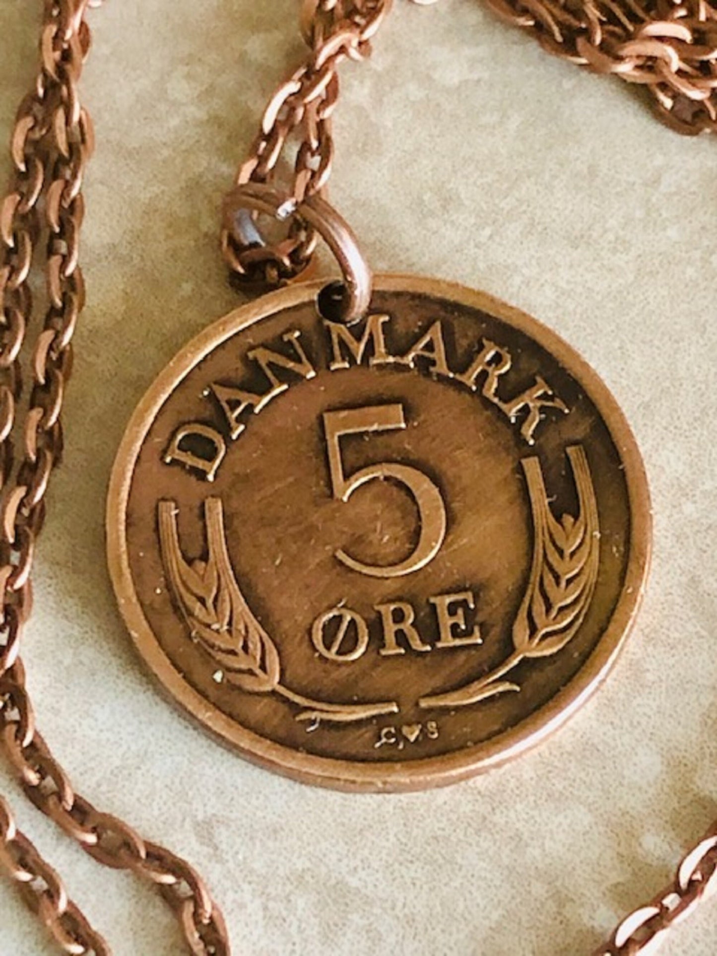 Denmark Coin Pendant 5 Ore Danmark Personal Necklace Old Vintage Handmade Jewelry Gift Friend Charm For Him Her World Coin Collector