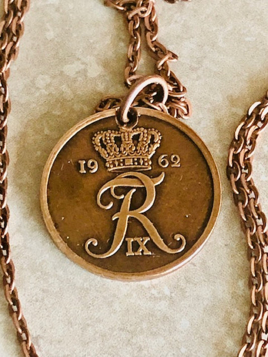 Denmark Coin Pendant 5 Ore Danmark Personal Necklace Old Vintage Handmade Jewelry Gift Friend Charm For Him Her World Coin Collector