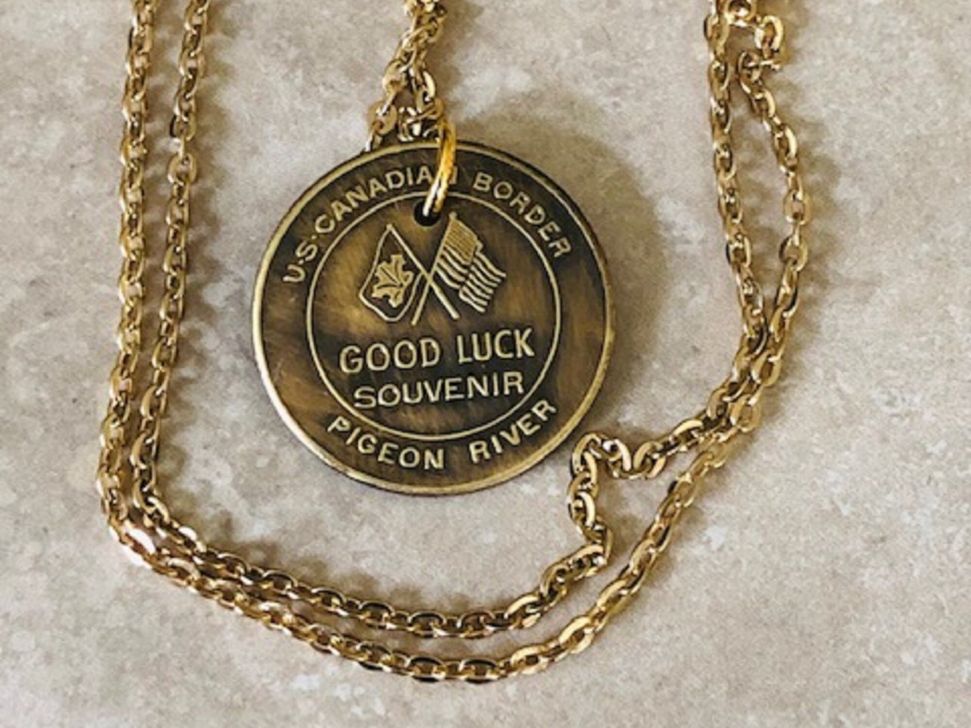 Good Luck US-CANADA Token Coin Necklace Jewelry Pendant Vintage Rare Coins Coin Enthusiast Fashion Accessory Handmade