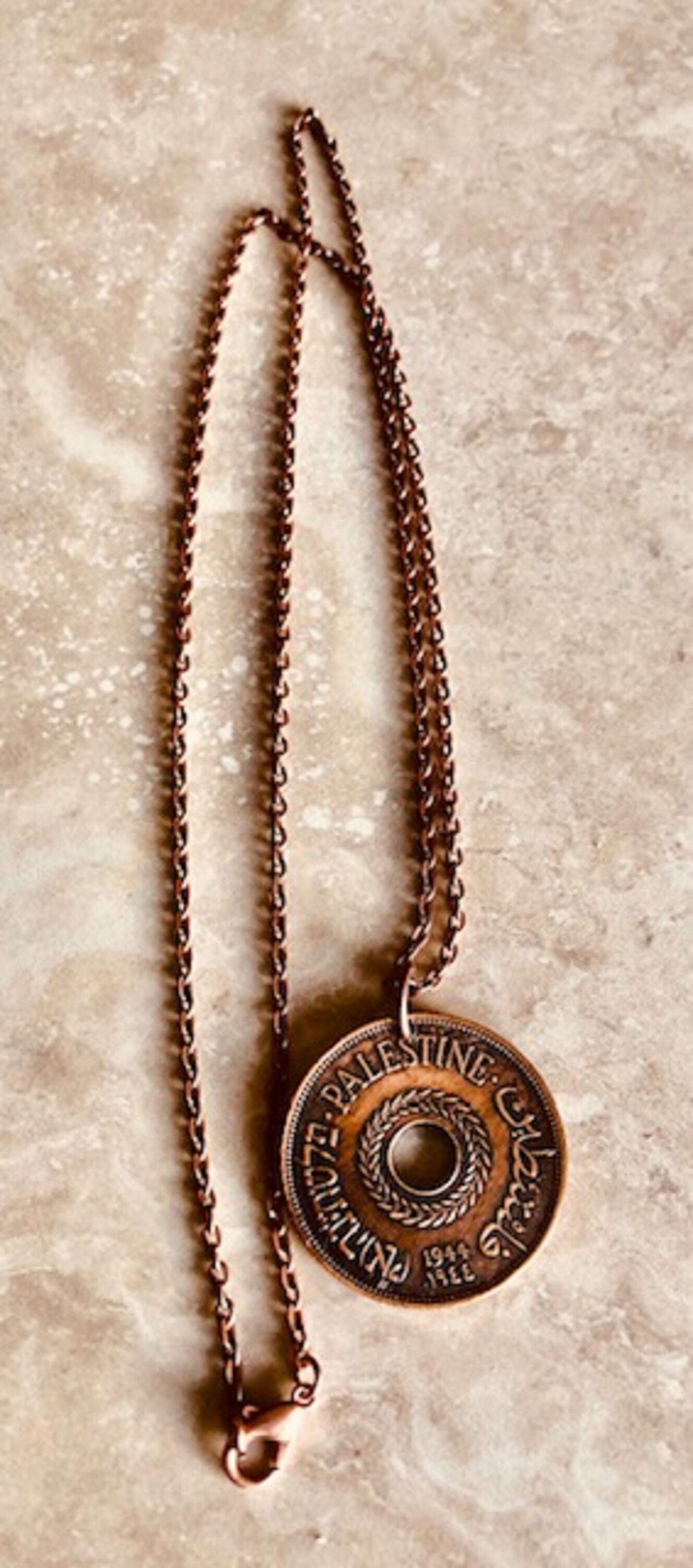 Palestine Coin Necklace Pendant 20 Mils Jewelry Vintage Custom Made Rare coins - Coin Enthusiast - Handmade - Fashion Jewelry