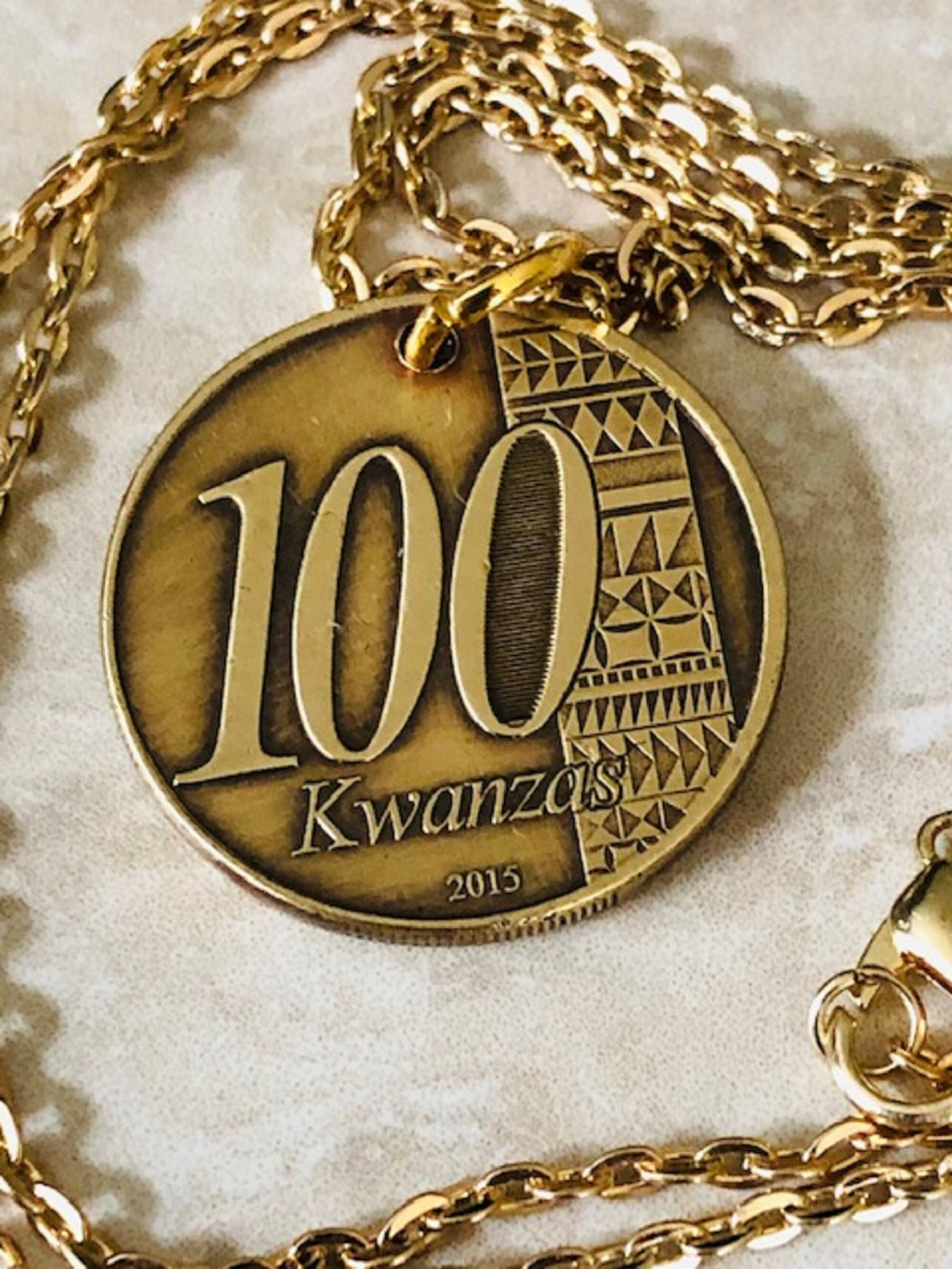 Angola Coin Necklace African 100 Kwanzas Pendant Personal Old Vintage Handmade Jewelry Gift Friend Charm For Him Her World Coin Collector