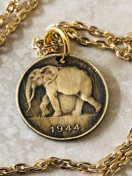 Africa Coin Necklace Gift Him Her African 1 FR Pendant Vintage Jewelry Congo Coin Fashion Accessory Handmade Personal World Coin Collector