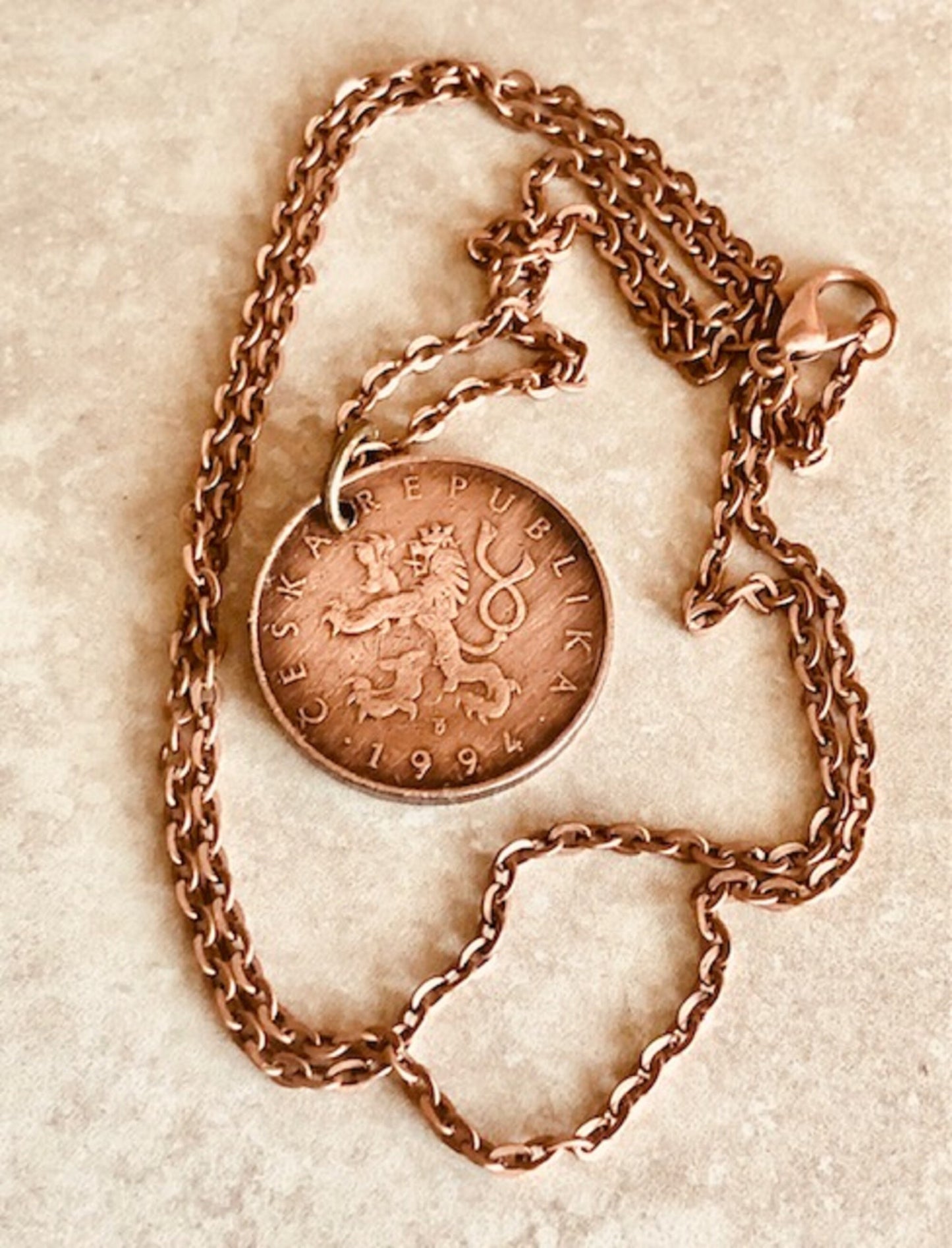 Czechoslovakia Republic Coin Pendant Necklace KC10 Personal Old Vintage Handmade Jewelry Gift Friend Charm For Him Her World Coin Collector