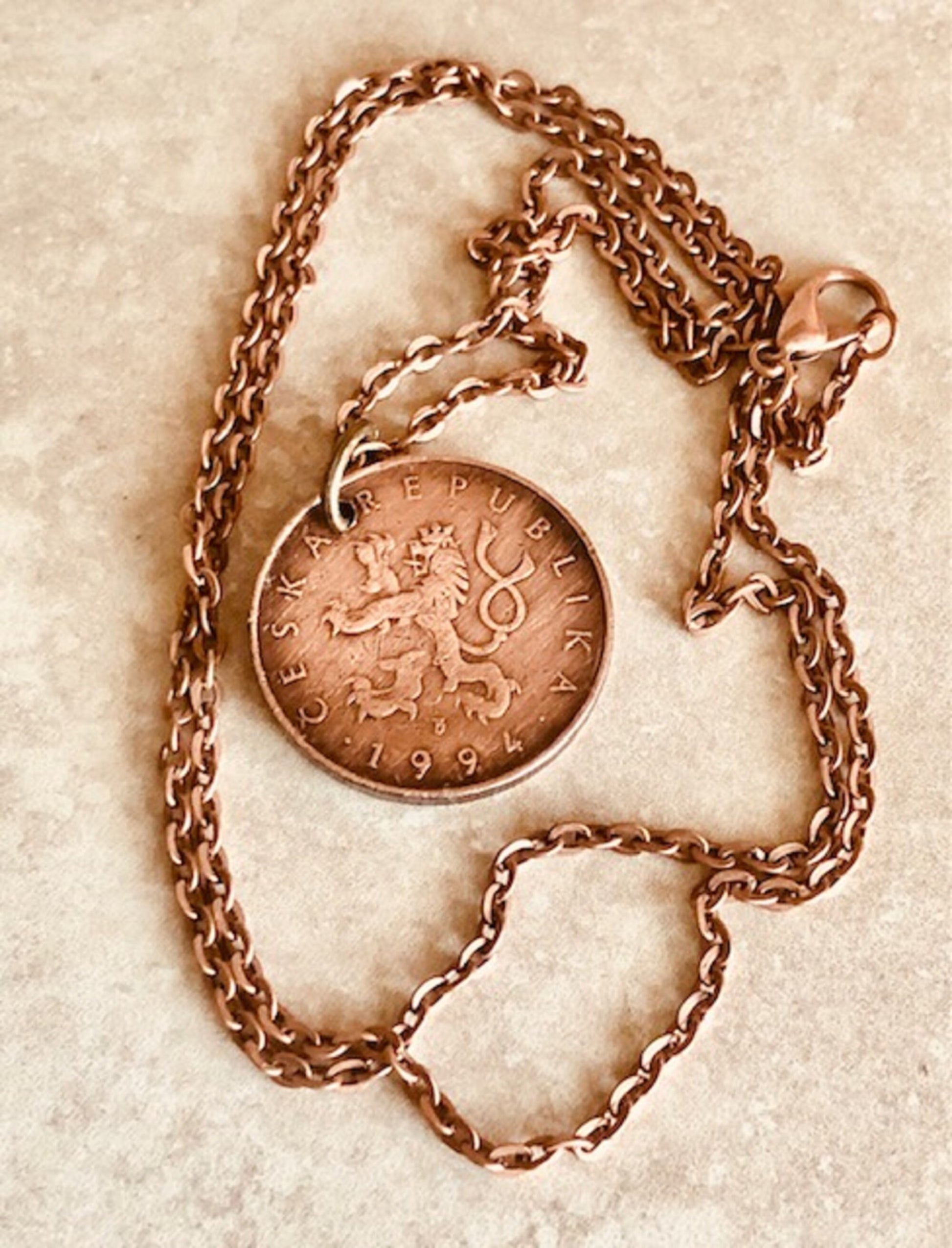 Czechoslovakia Republic Coin Pendant Necklace KC10 Personal Old Vintage Handmade Jewelry Gift Friend Charm For Him Her World Coin Collector