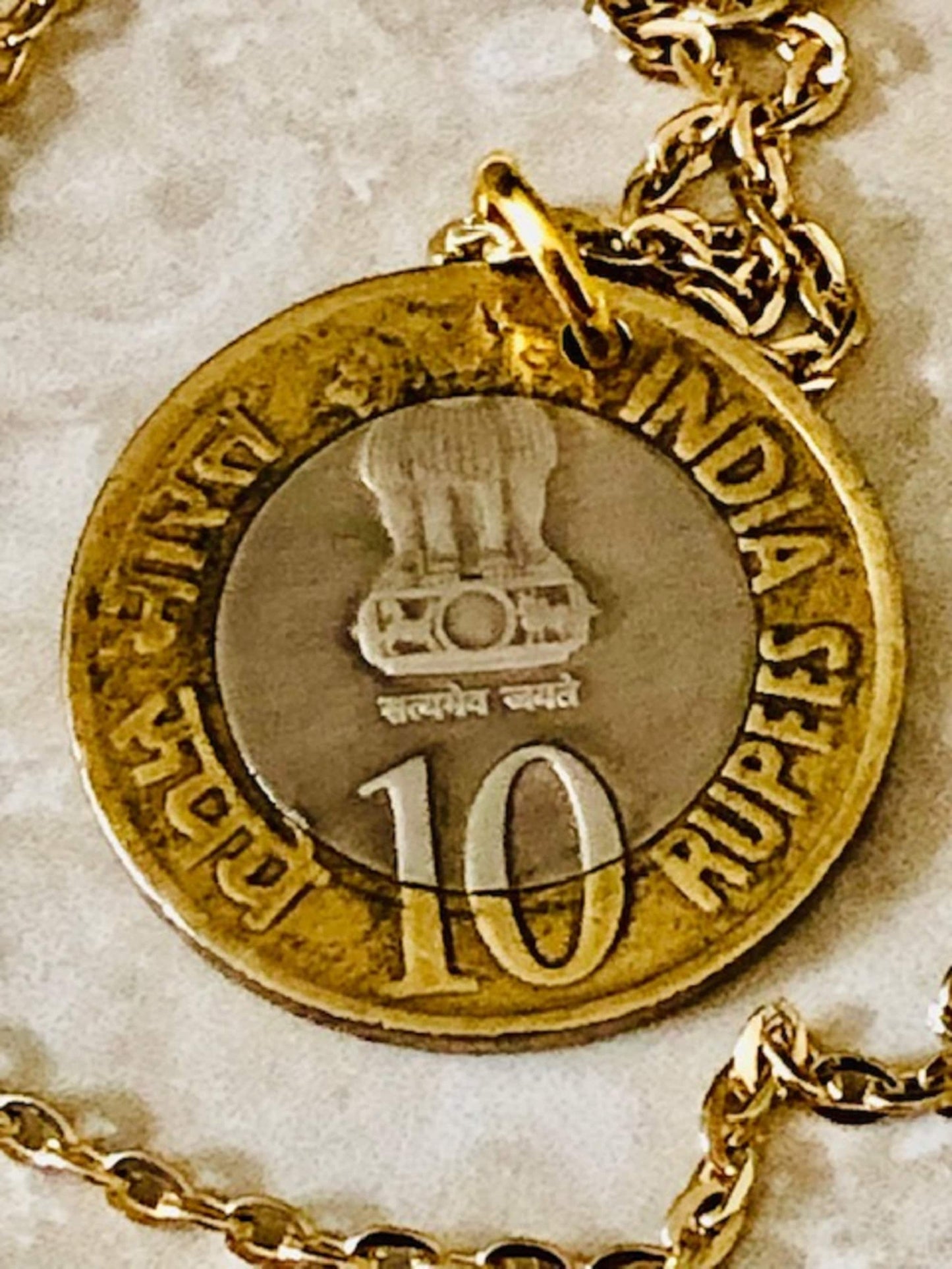 India Coin Necklace 10 Rupees Bank of India Indian East India Coin Pendants Vintage Rare Coins Coin Enthusiast Handmade
