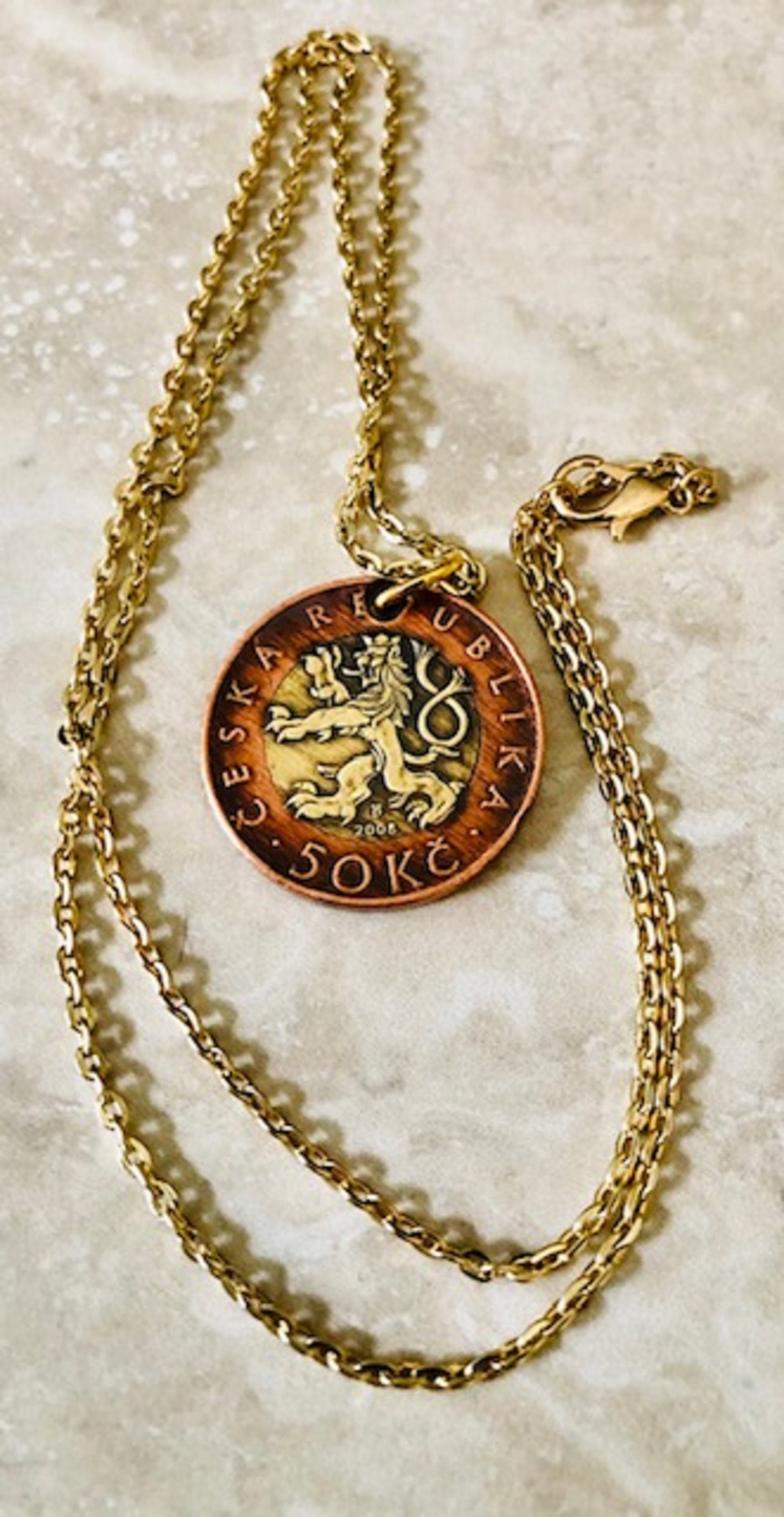 Czechoslovakia Republic Coin Pendant Necklace Custom Made Charm Gift For Friend Coin Charm Gift For Him, Her, Coin Collector, World Coins