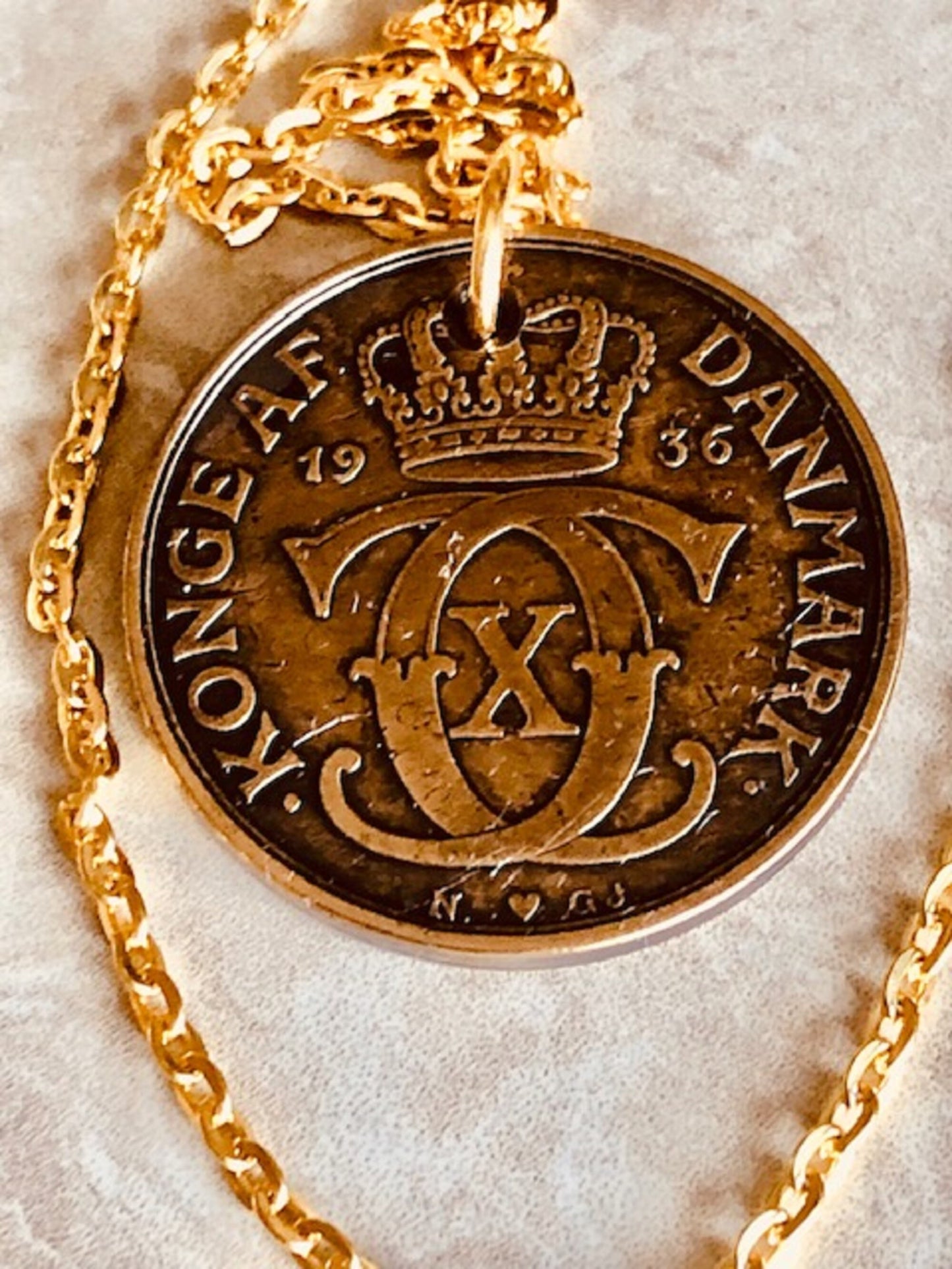 Denmark Coin Pendant 2 Kroner Danish Personal Necklace Old Vintage Handmade Jewelry Gift Friend Charm For Him Her World Coin Collector