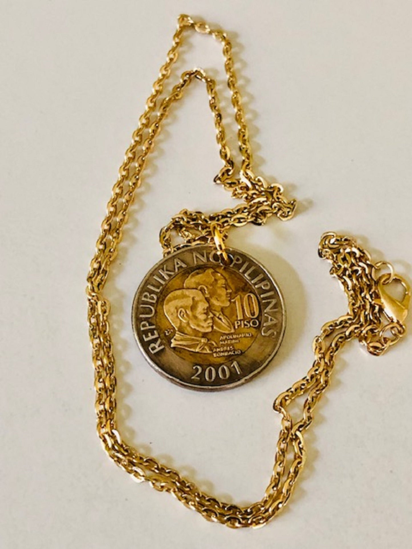 Philippines Coin Necklace Pendant Philippians 10 Piso Personal Vintage Handmade Jewelry Gift Friend Charm For Him Her World Coin Collector