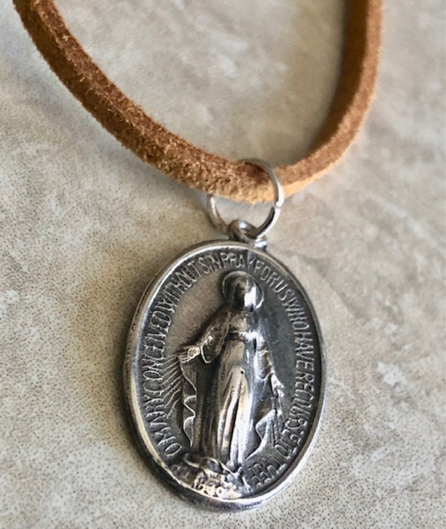 Mary Protector Charm Pendant Necklace Religious Christianity Patron Saint Of Human Beings Spiritual Enlightenment Handmade 99.9% Pure Silver