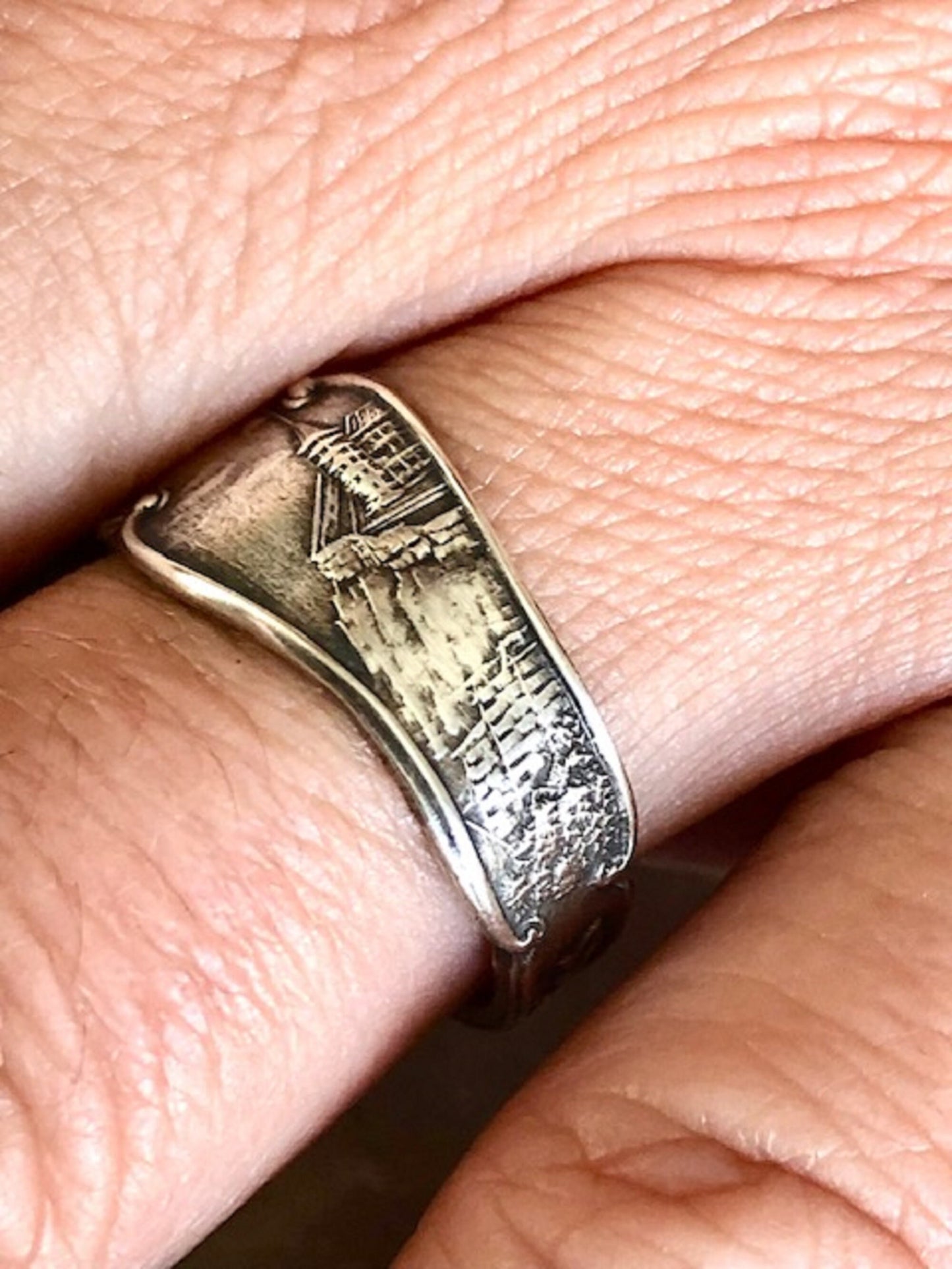 Old Quebec City 925 Sterling Silver Fortifications Fortress Spoon Ring, Classic Vintage Silverware Jewelry, UNESCO World Heritage, Handmade