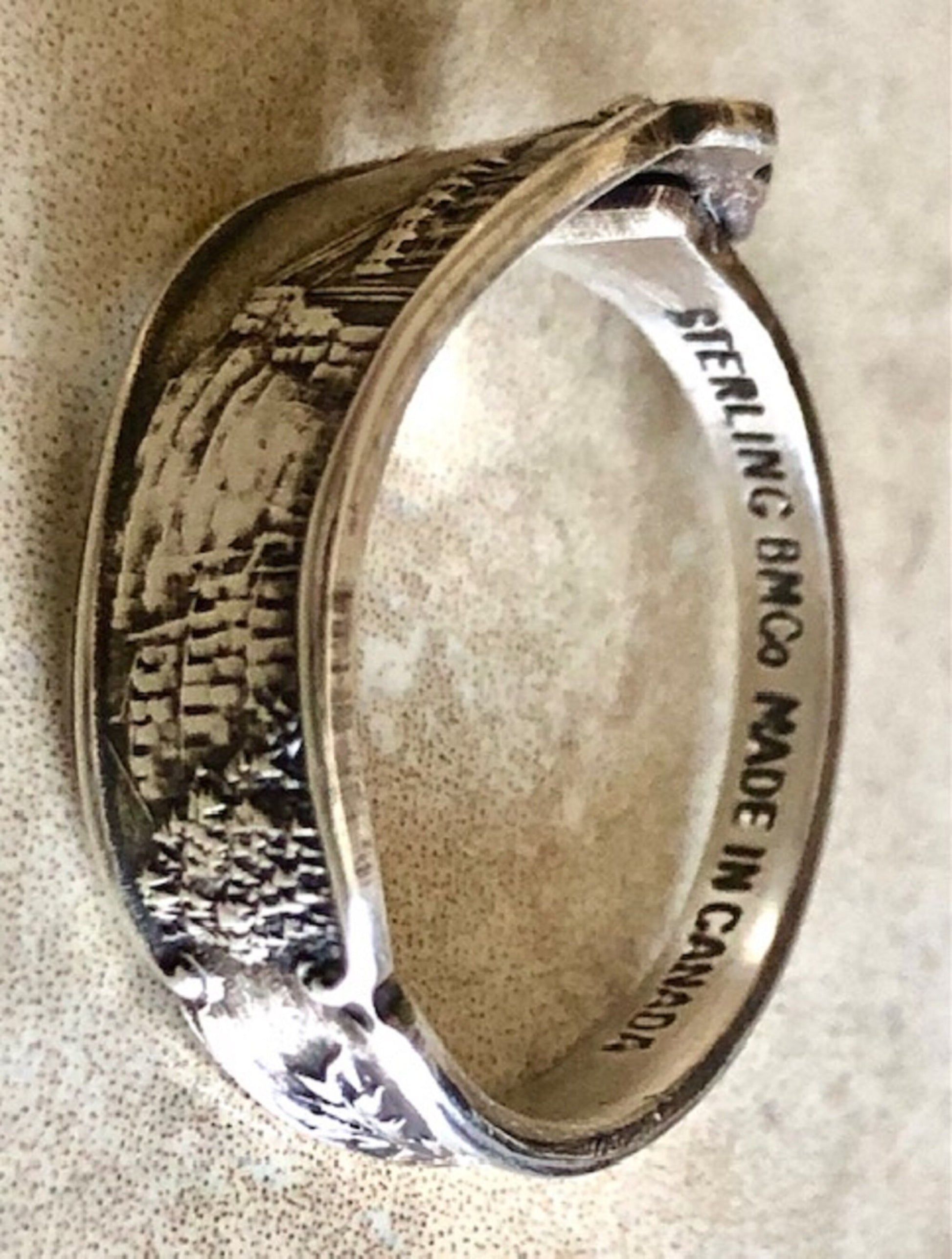 Old Quebec City 925 Sterling Silver Fortifications Fortress Spoon Ring, Classic Vintage Silverware Jewelry, UNESCO World Heritage, Handmade