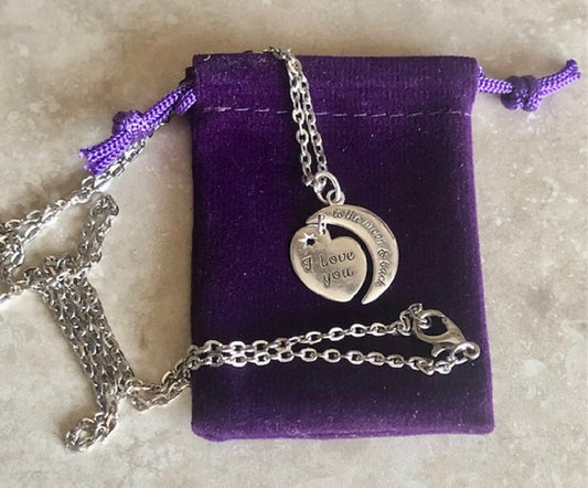 Love You to the Moon & Back 925 Sterling Silver Charm Pendant Necklace, I Love You, Earth, Moon, Strong Lasting Love, Sam McBratney