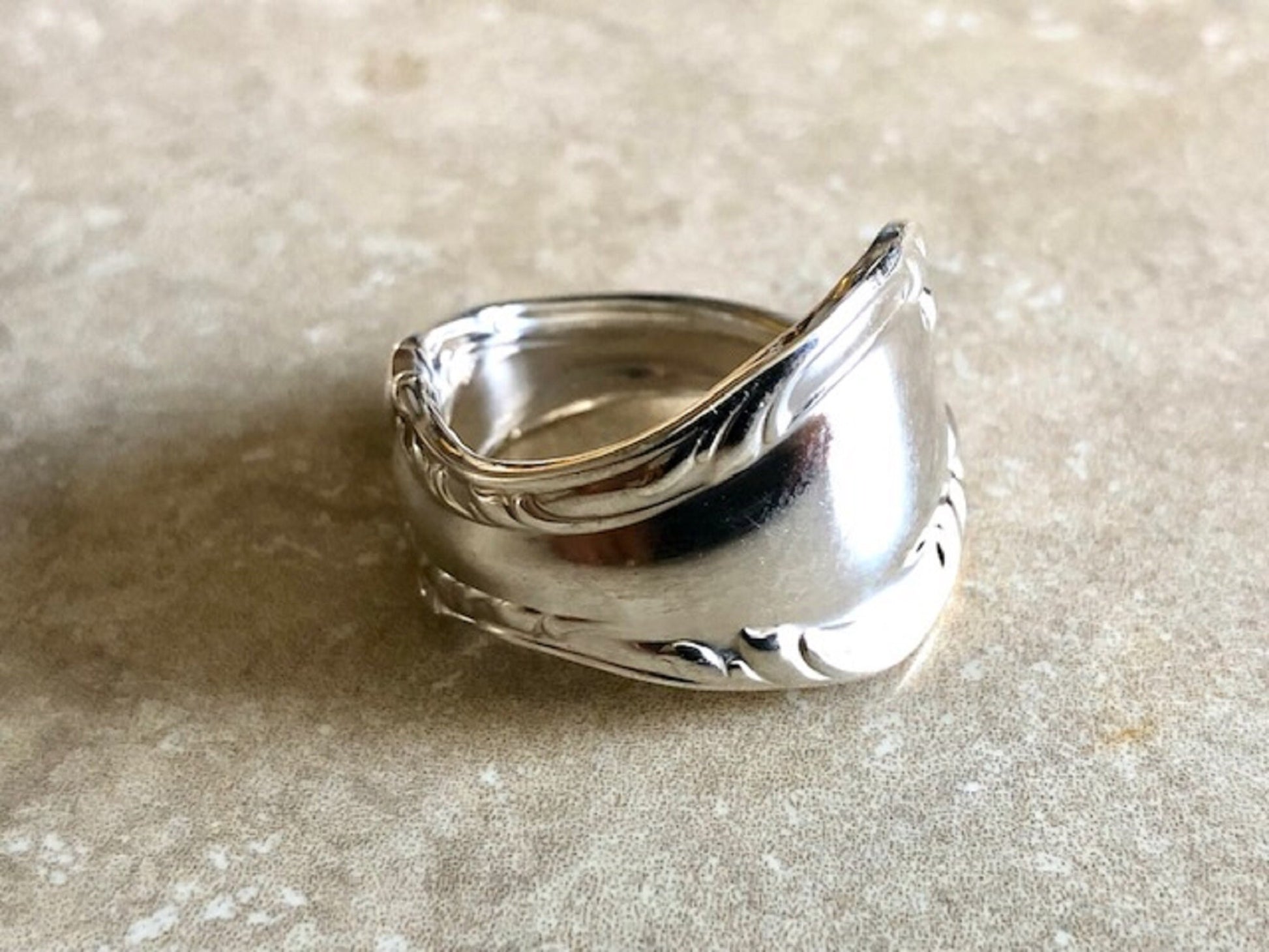 Albert Pattern 18th Century 925 Sterling Silver Table Spoon Ring, Antique, Silverware Jewelry, Deco Ring, Double-struck design, Handmade