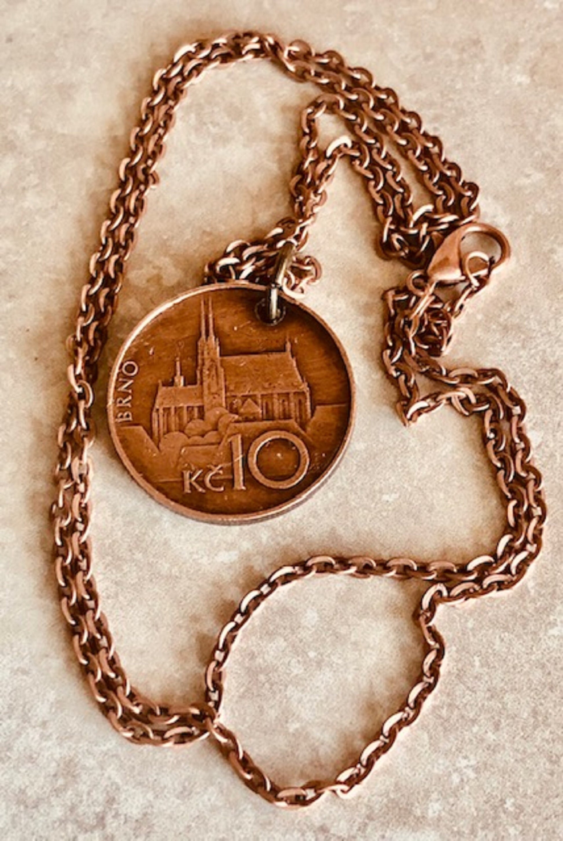 Czechoslovakia Republic Coin Pendant Necklace KC10 Personal Old Vintage Handmade Jewelry Gift Friend Charm For Him Her World Coin Collector