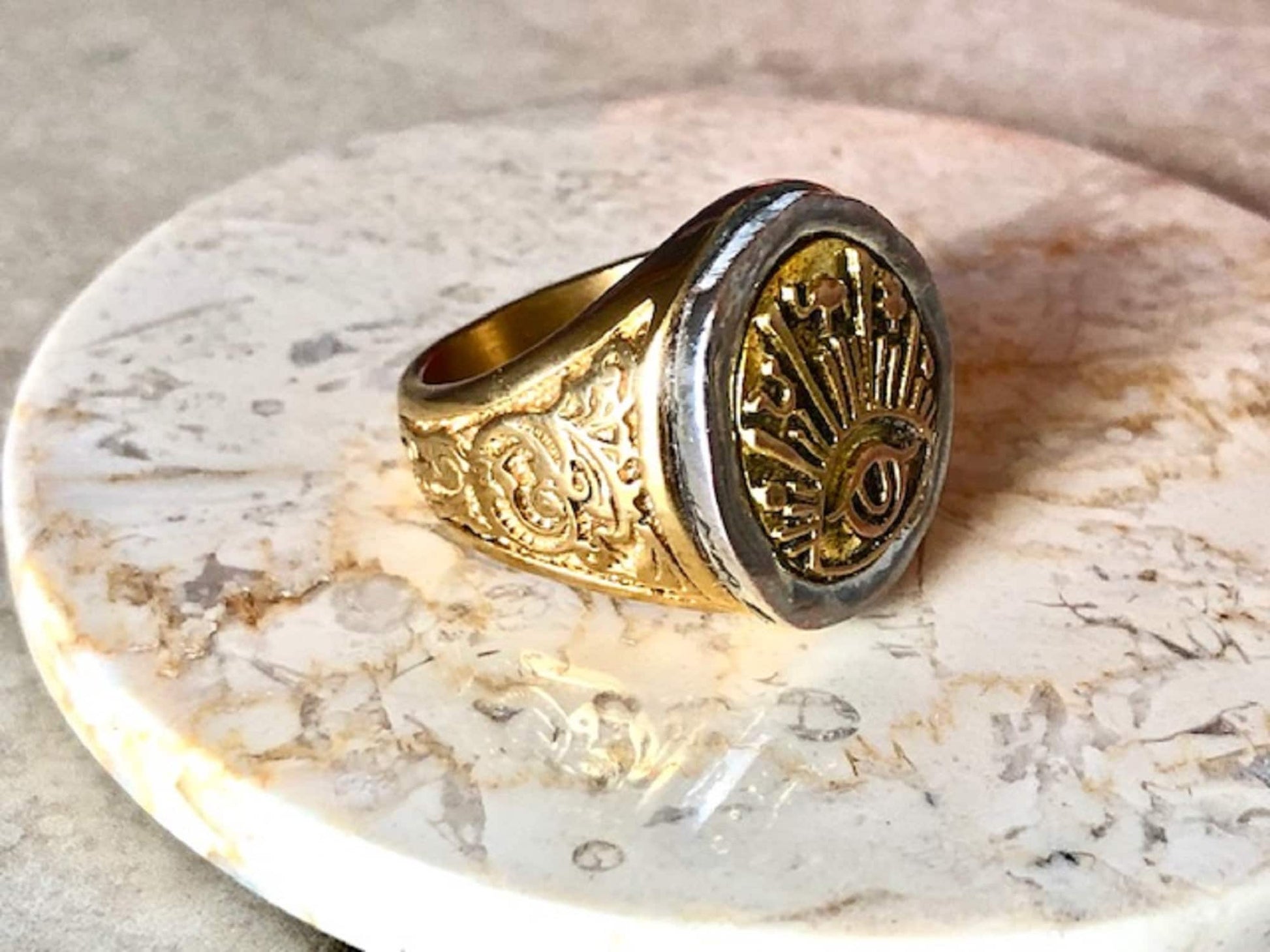 Evil Eye Ring - Protection Against Evil, Belief In A Curse, Malevolent Glare, The Evil Eye Good Luck - Mythical Unisex Ring, Handmade