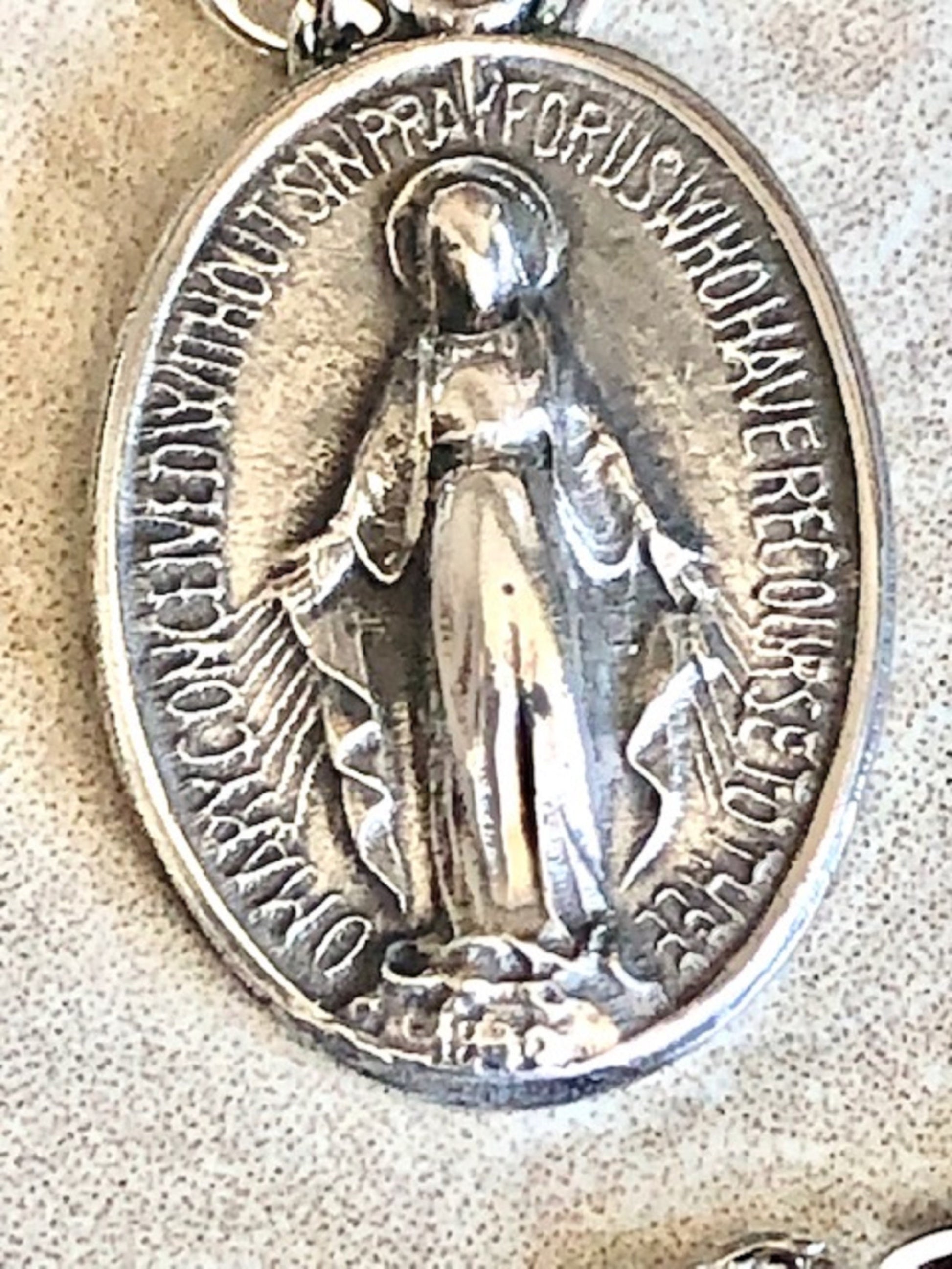 Mary Protector Charm Pendant Necklace Religious Christianity Patron Saint Of Human Beings Spiritual Enlightenment Handmade 99.9% Pure Silver