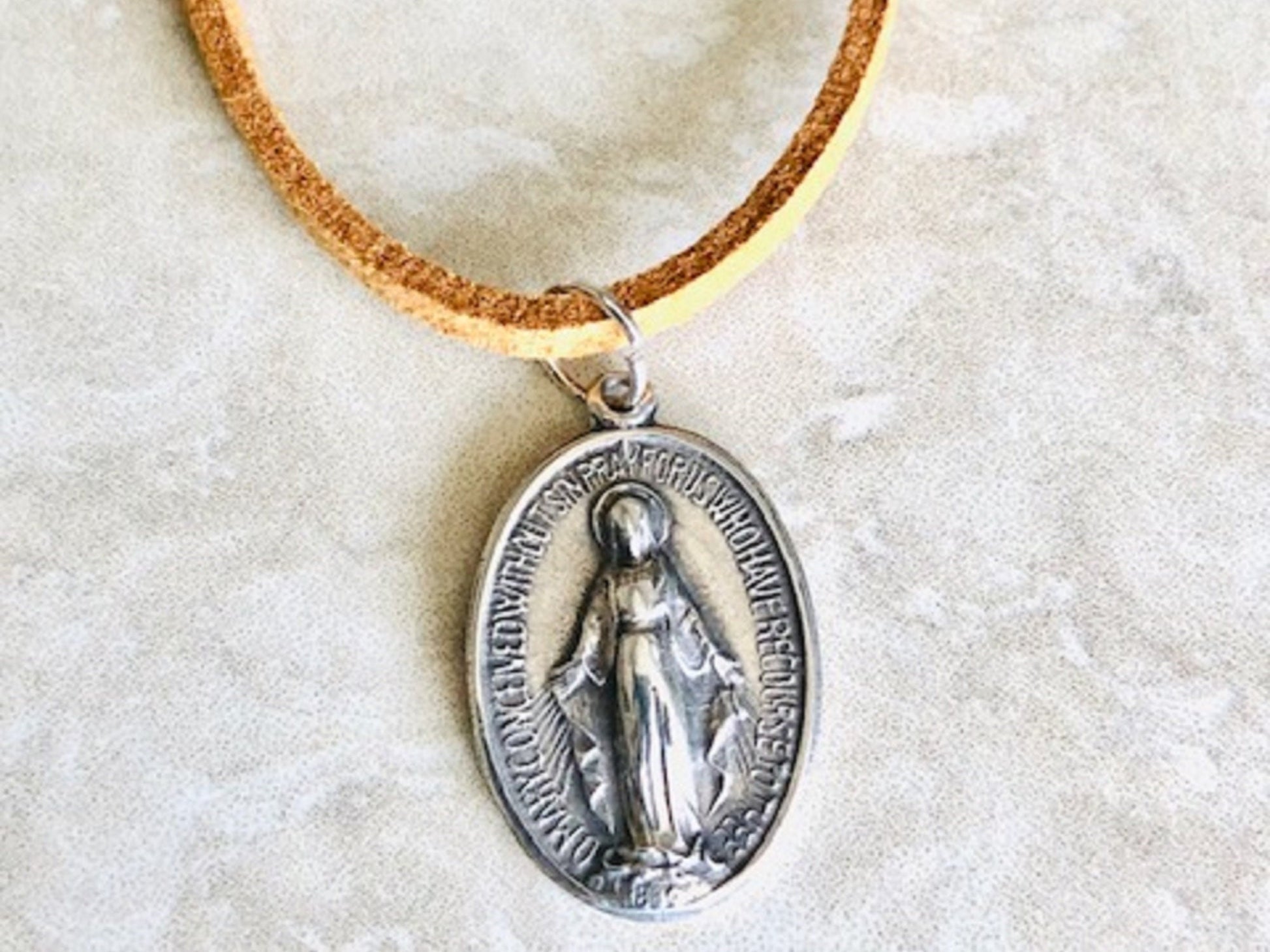 Mary Protector Charm Pendant Necklace Religious Christianity Patron Saint Of Human Beings Spiritual Enlightenment Handmade 99.9% Pure Silver