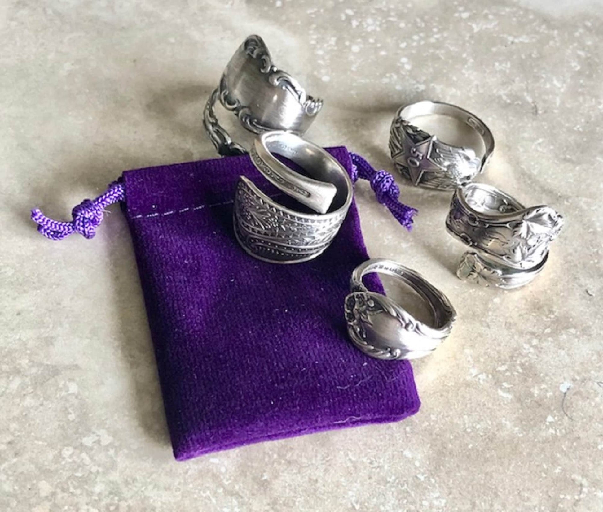 Owl Wild Rose 925 Sterling Silver Spoon Ring, Prudence, Wisdom, Strength, Wit, Love, Vintage Silverware Jewelry, Adjustable Handmade