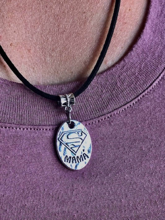 Super Mom Mama Pendant Necklace Charm Love, Security, Faithful, Undying Love, Enduring, Mother's Day