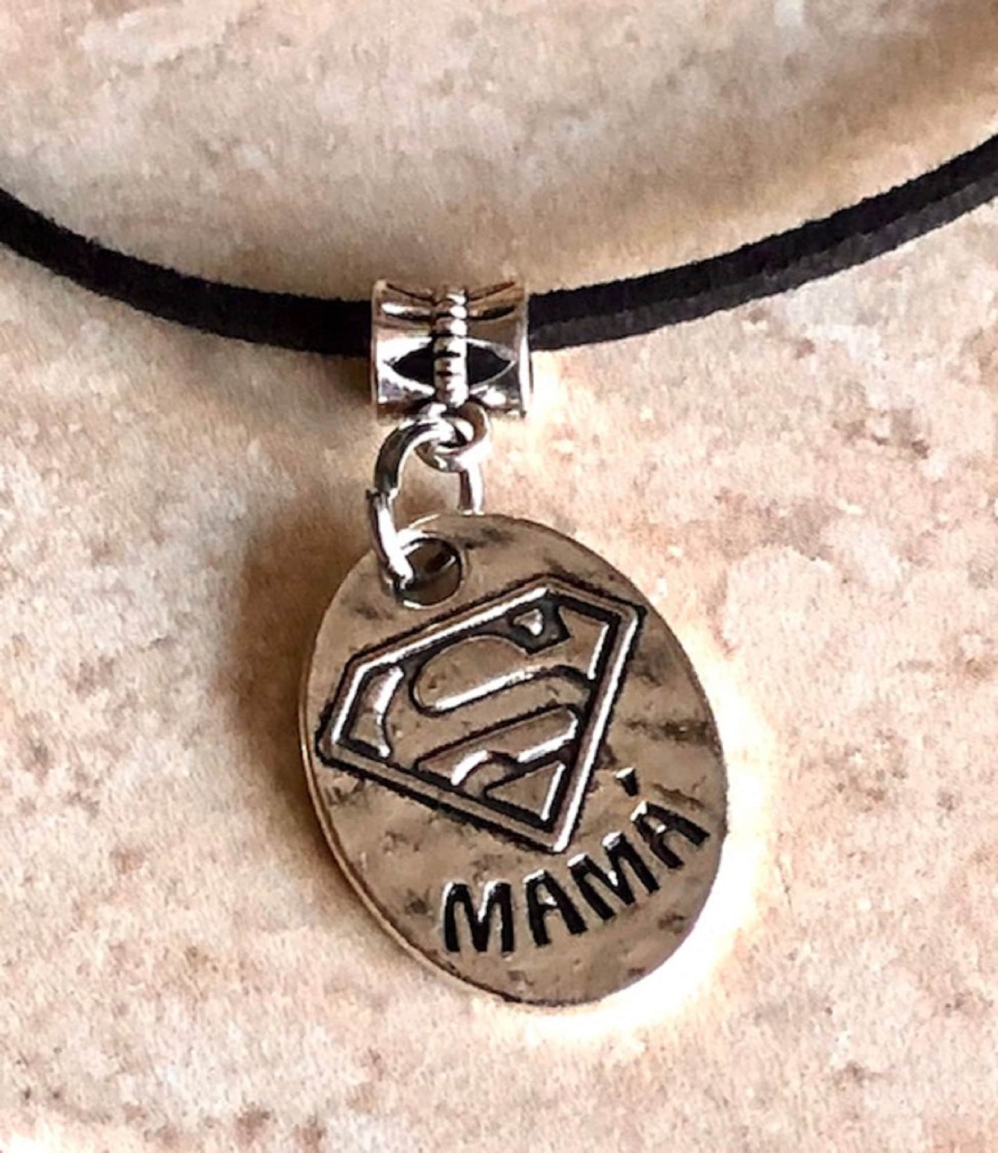 Super Mom Mama Pendant Necklace Charm Love, Security, Faithful, Undying Love, Enduring, Mother's Day