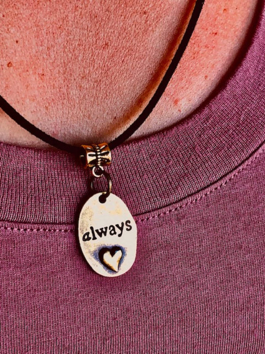 Always Love Classic Brass Pendant Necklace, Forever, Forgiveness, Adventure, Laughter, Promise, Handmade