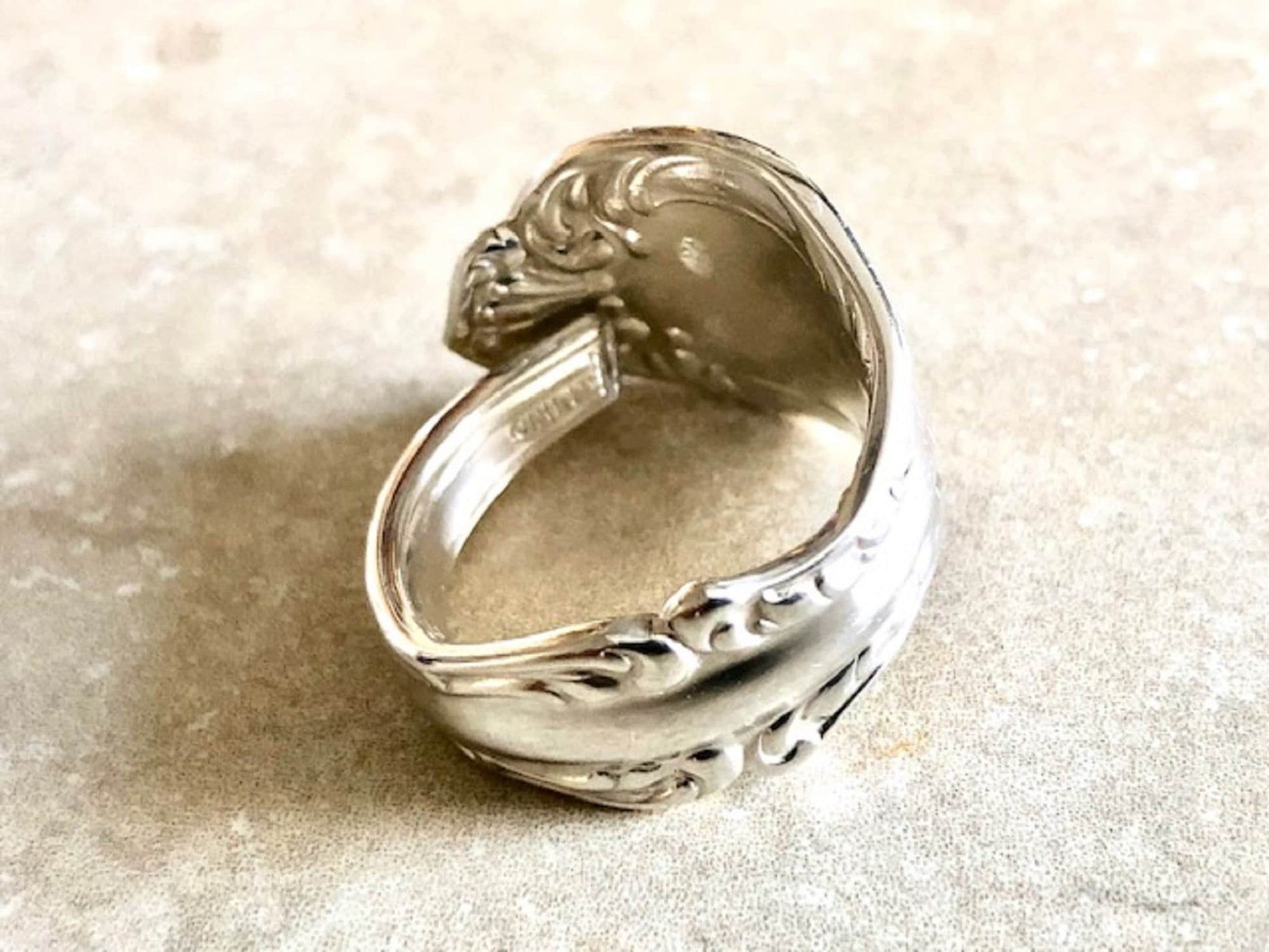 Albert Pattern 18th Century 925 Sterling Silver Table Spoon Ring, Antique, Silverware Jewelry, Deco Ring, Double-struck design, Handmade