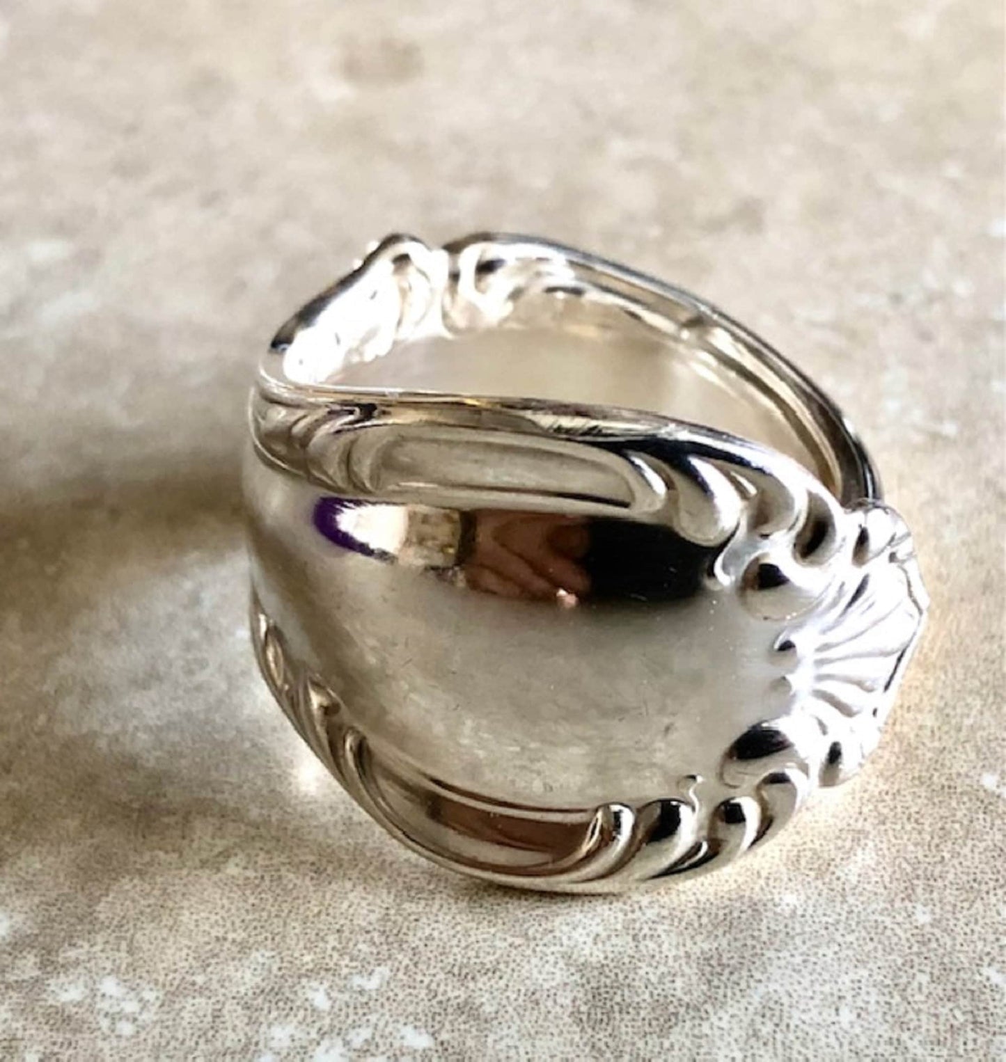 Albert Pattern 18th Century 925 Sterling Silver Table Spoon Ring, Antique, Silverware Jewelry, Deco Ring, Double-struck design, Handmade