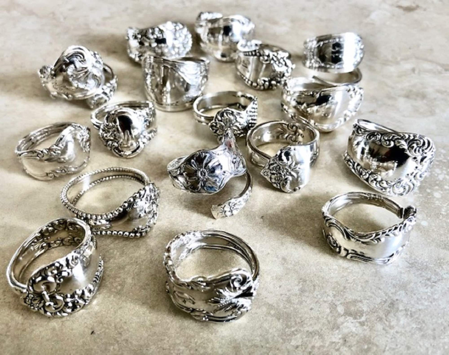 Vintage SPANISH PROVINCIAL 925 Sterling Silver Spoon Ring, Mid 17th Century Design, Classic Silverware Jewelry, Swirl Flower Deco, Handmade