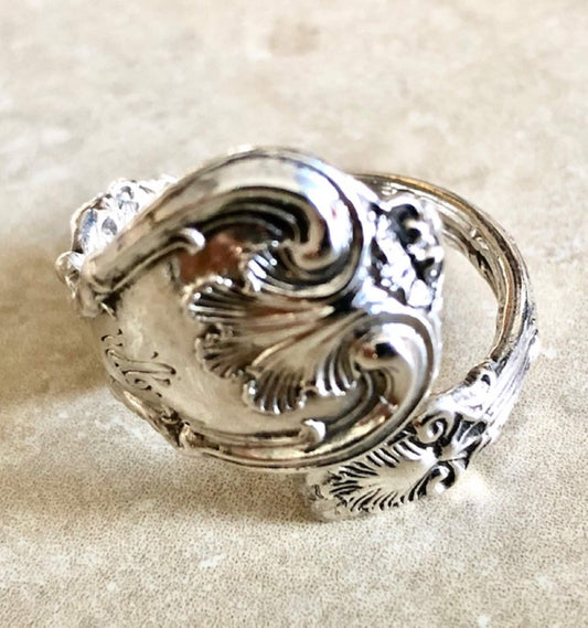 Royal Kings Husk Shell 925 Sterling Silver Spoon Ring, 19th Century, Antique English Vintage Jewelry, Fertility, Roman Greek Gods, Handmade